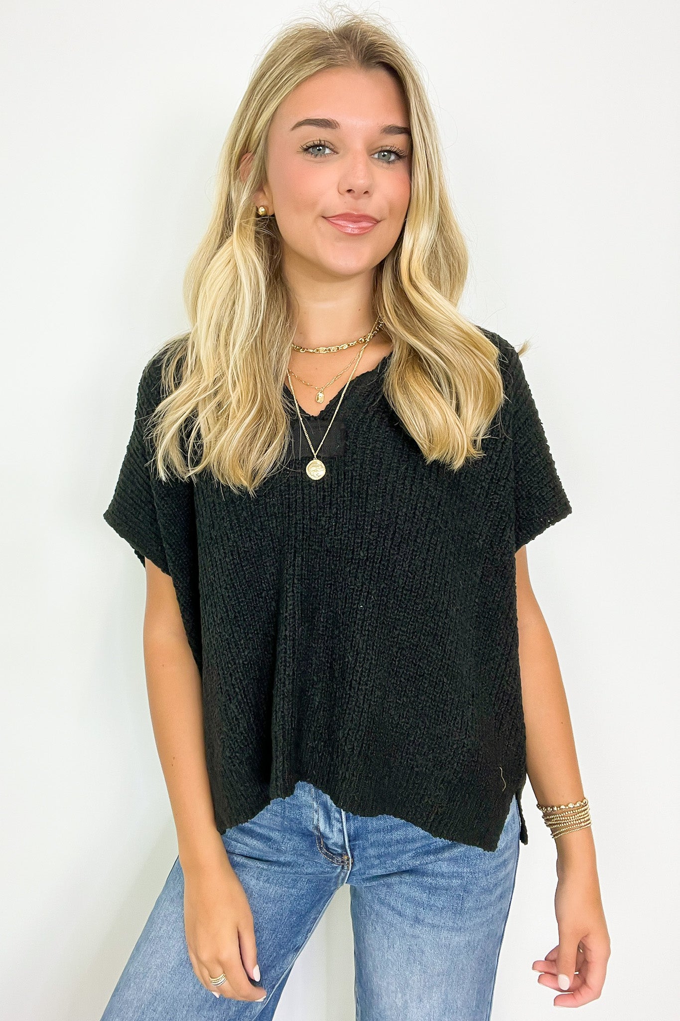 Necessary Charm V-Neck Side Slit Knit Top - BACK IN STOCK - Madison and Mallory