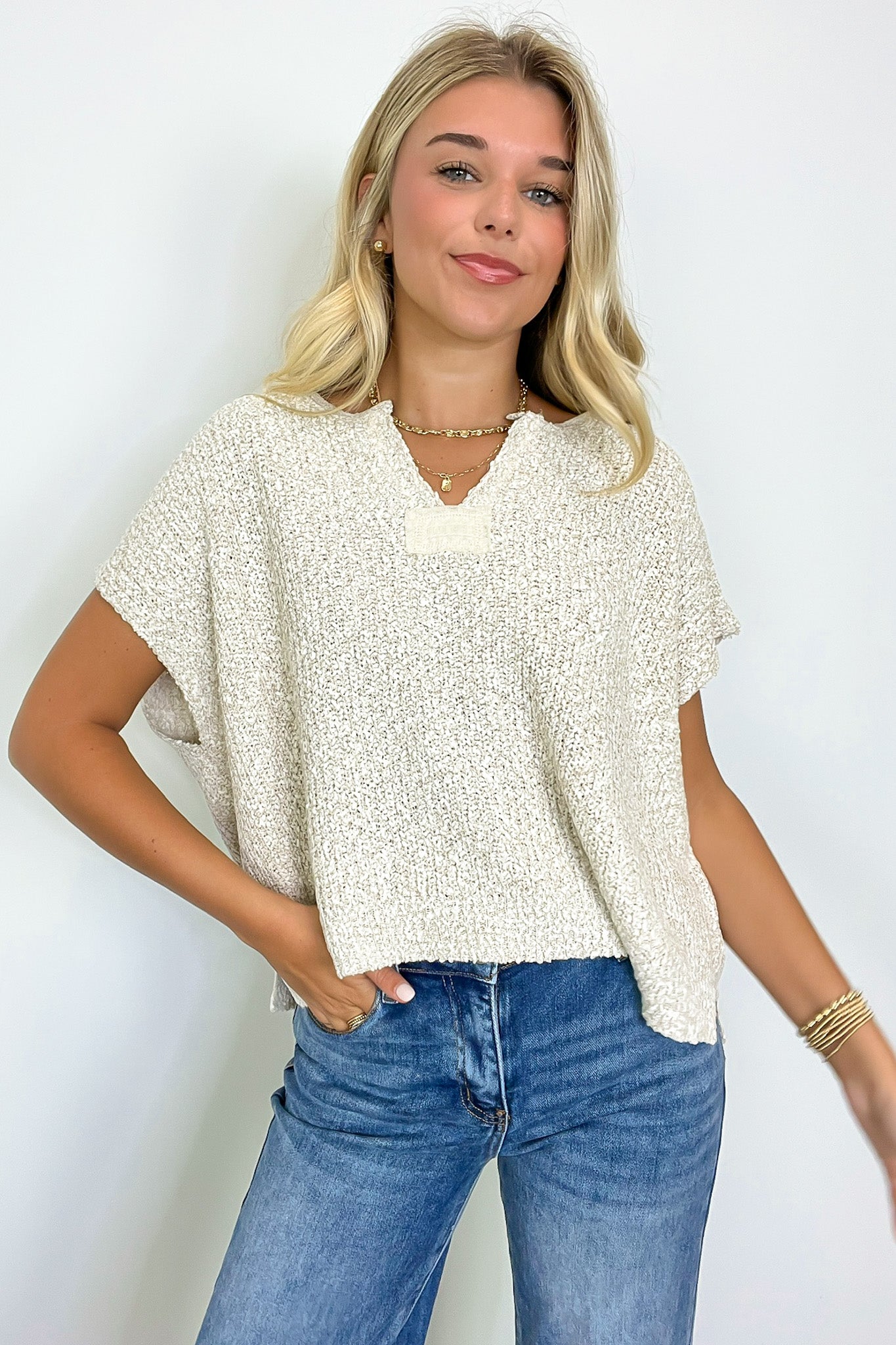 Necessary Charm V-Neck Side Slit Knit Top - BACK IN STOCK - Madison and Mallory