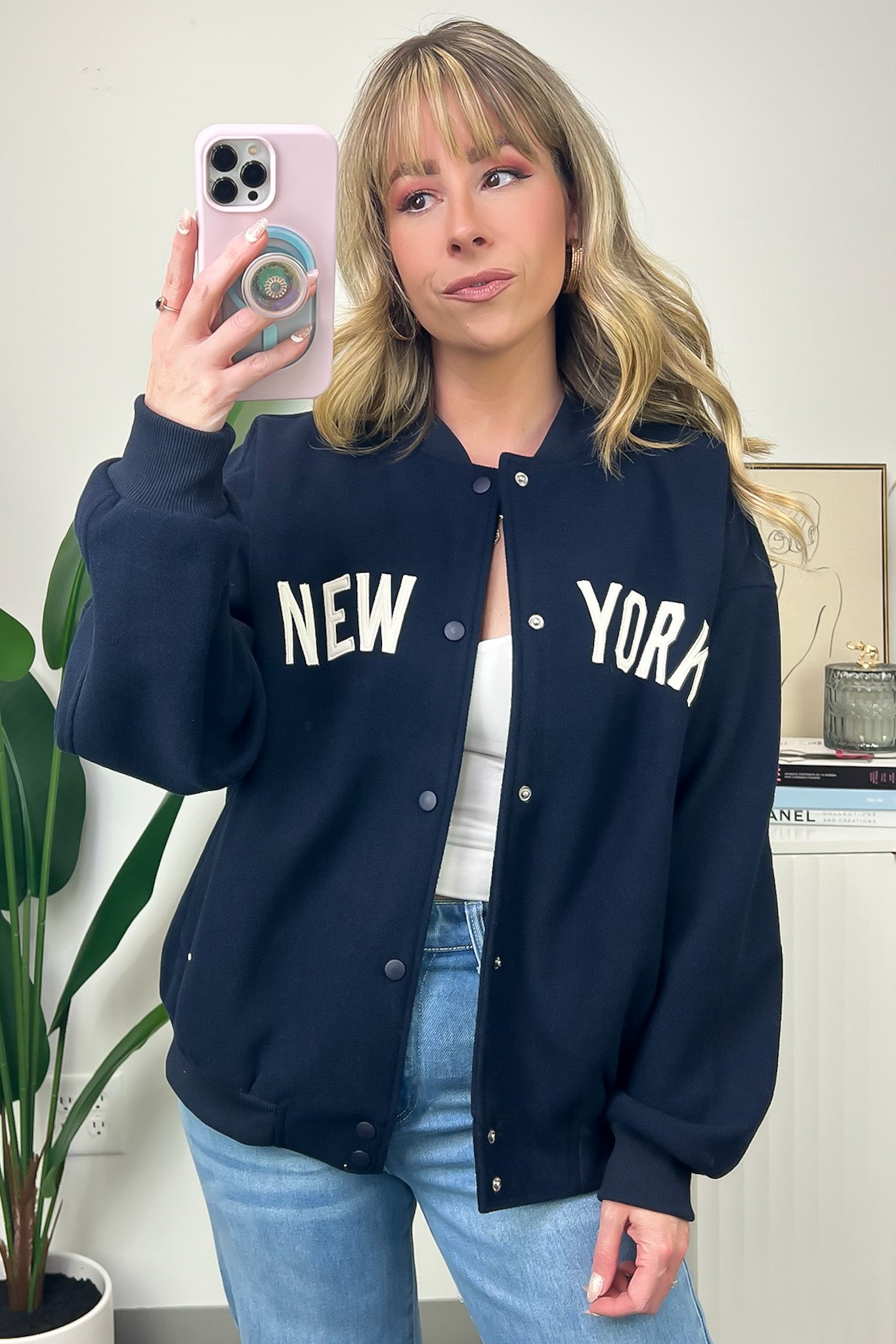  New York Button Up Varsity Jacket - FINAL SALE - Madison and Mallory