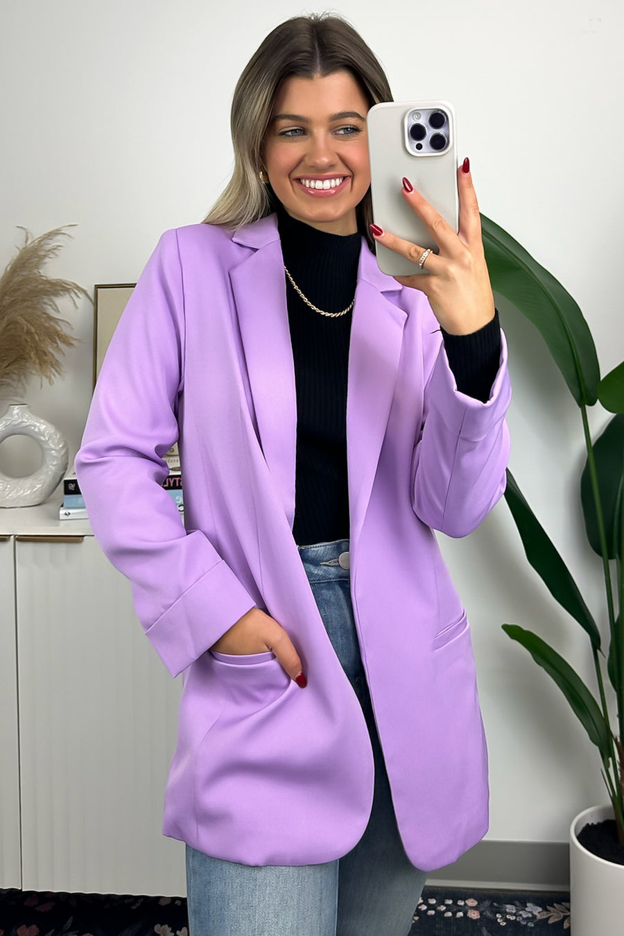 Bright Lavender / S Officially Impressive Long Sleeve Classic Blazer - FINAL SALE - Madison and Mallory