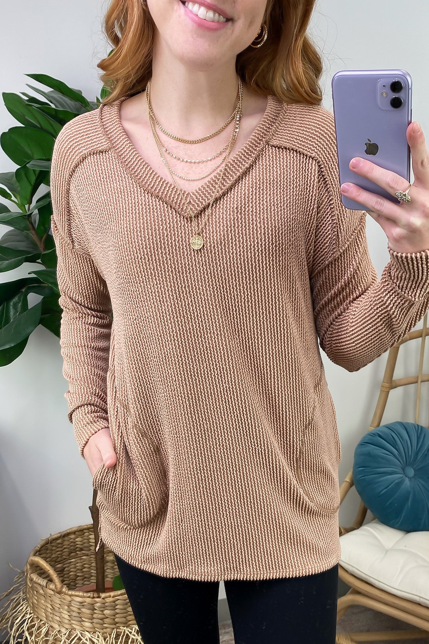Olenah Rib Knit Long Sleeve Top - FINAL SALE - Madison and Mallory