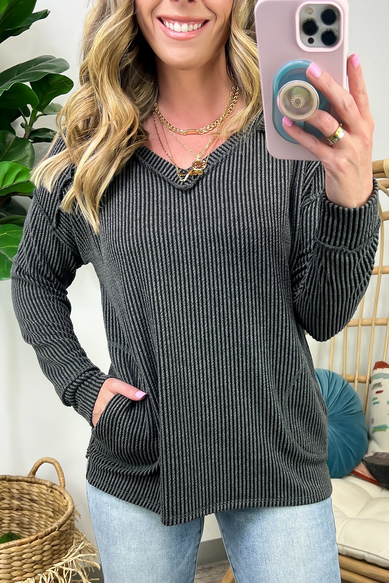 Olenah Rib Knit Long Sleeve Top - FINAL SALE - Madison and Mallory