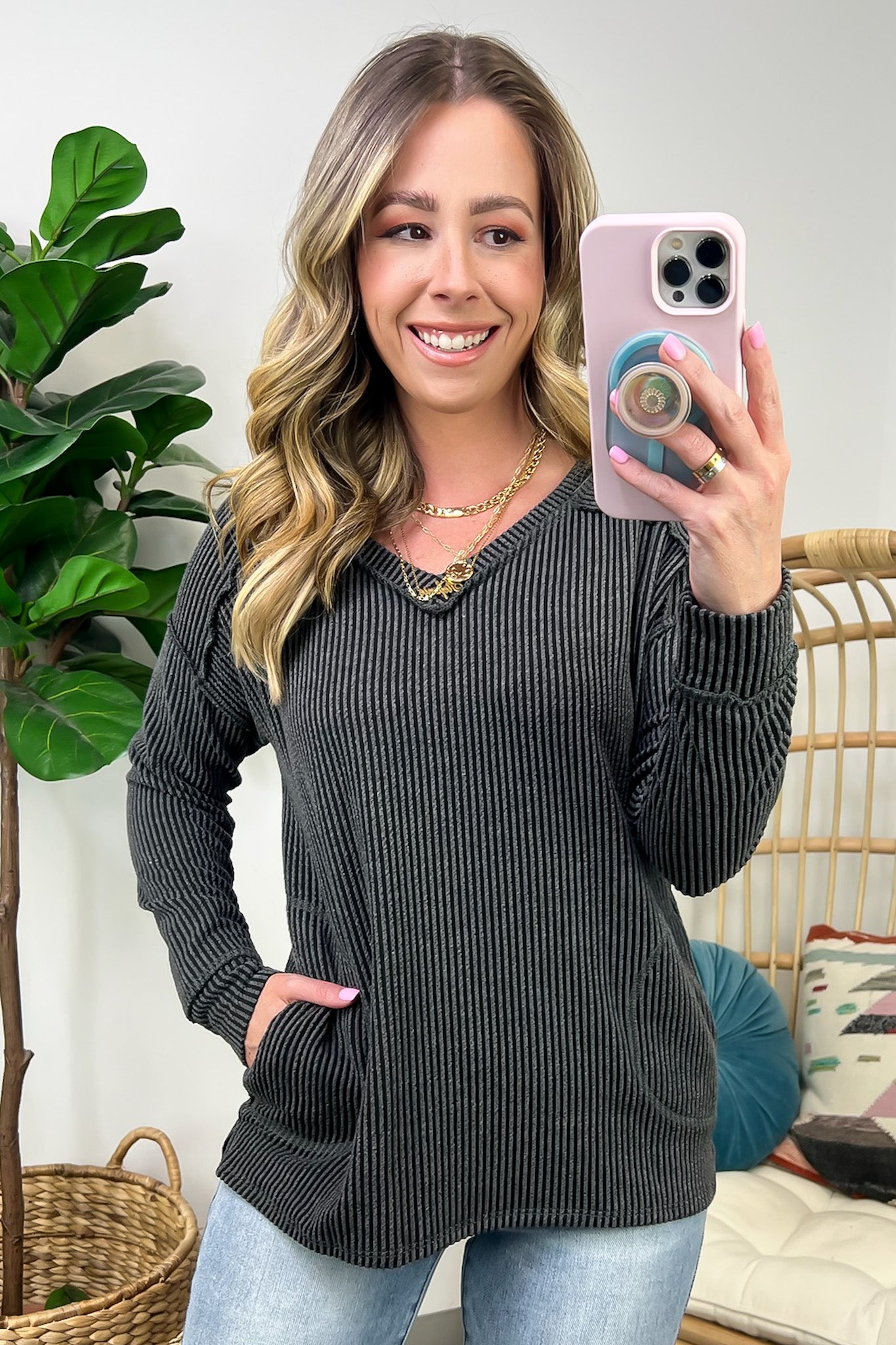 Olenah Rib Knit Long Sleeve Top - FINAL SALE - Madison and Mallory