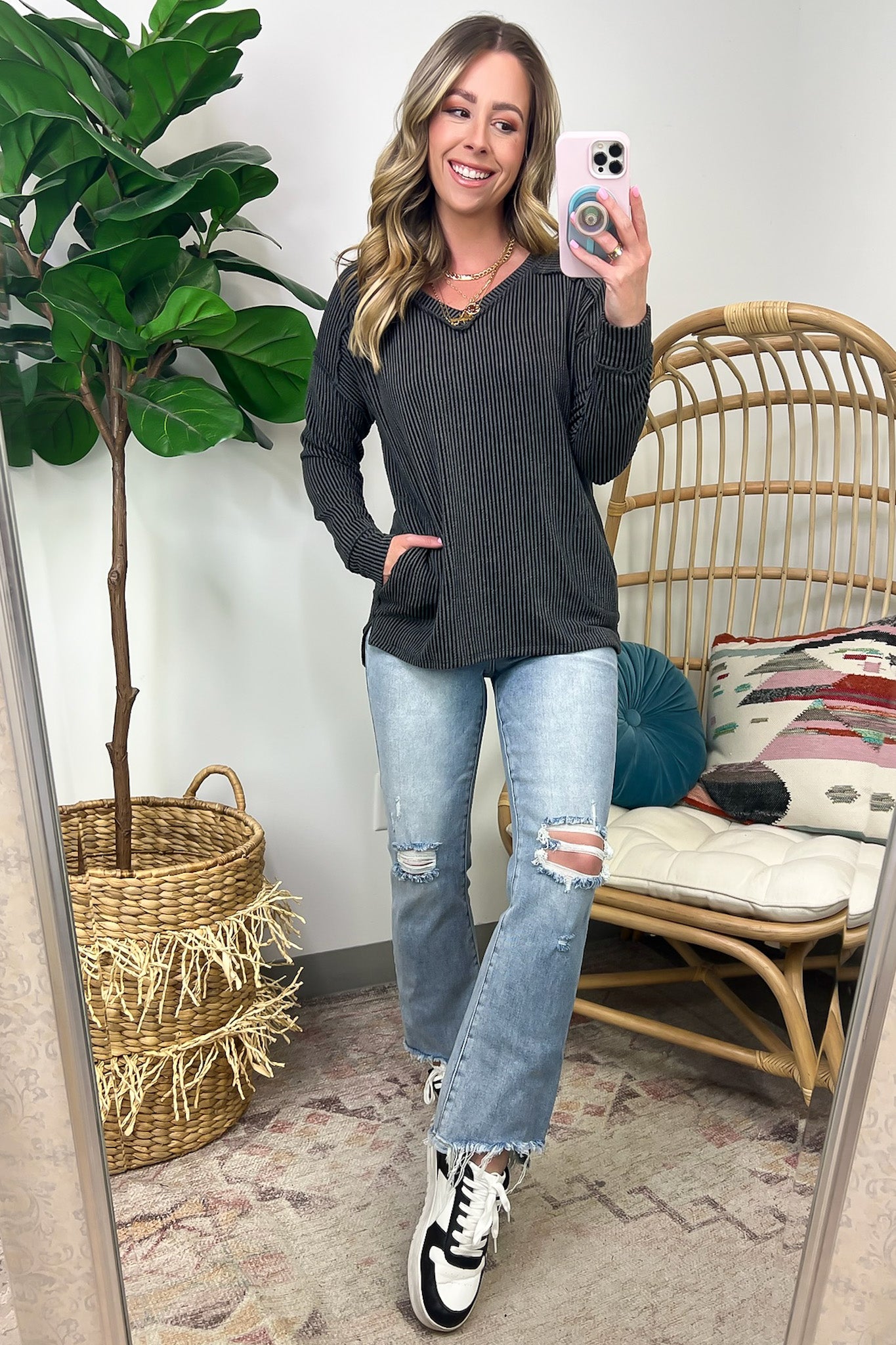 Olenah Rib Knit Long Sleeve Top - FINAL SALE - Madison and Mallory