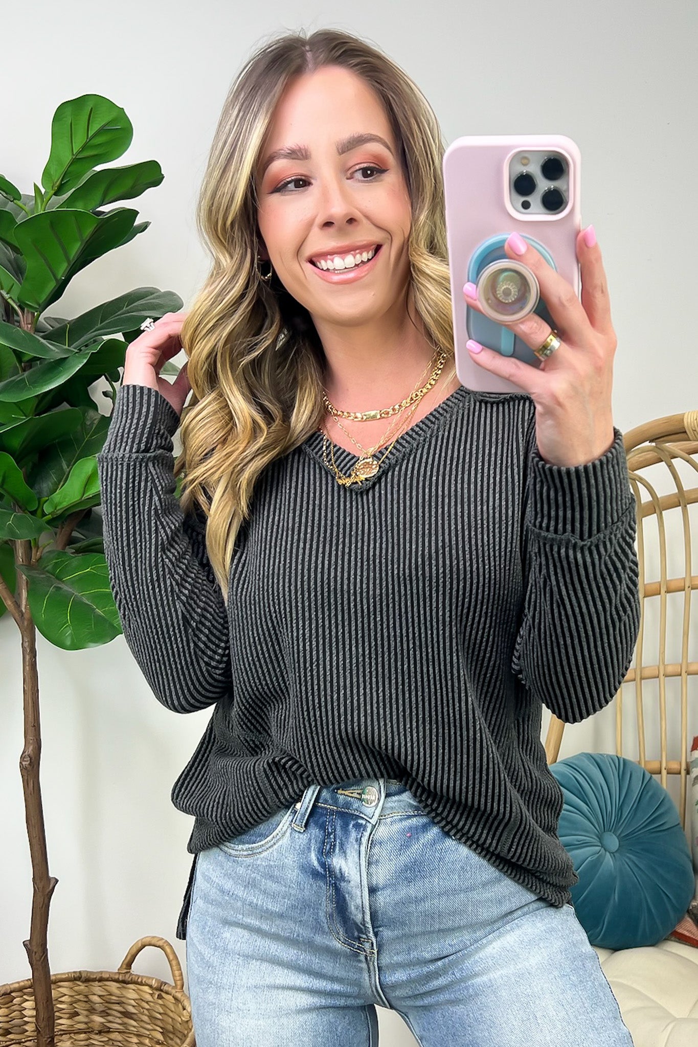 Olenah Rib Knit Long Sleeve Top - FINAL SALE - Madison and Mallory