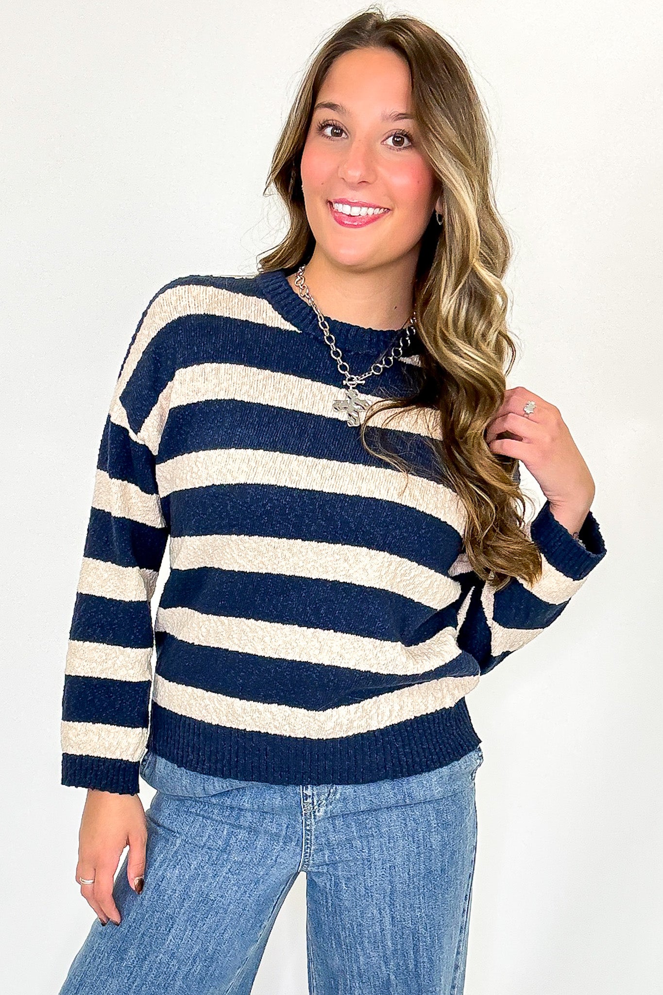 Parallel Chic Striped Knit Top and Shorts Set
