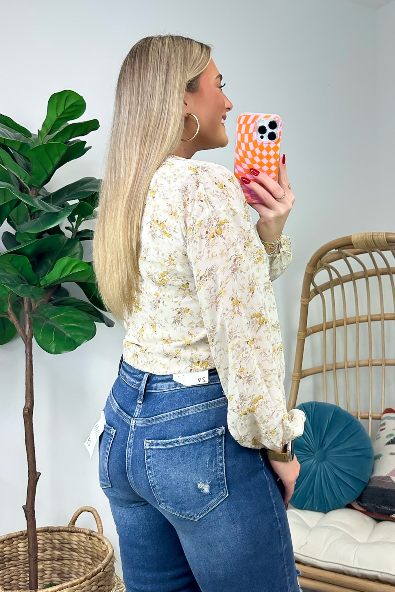  Perfectly Abloom Floral V-Neck Surplice Bodysuit - FINAL SALE - Madison and Mallory