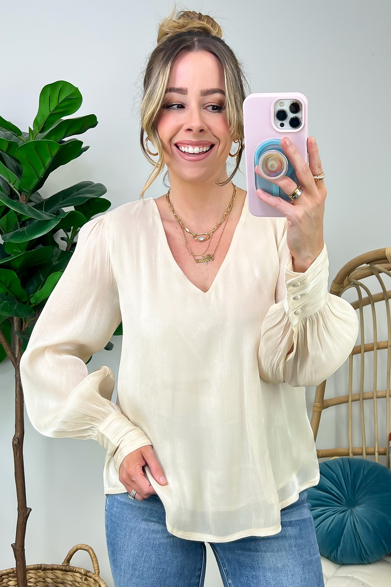 Perfectly Classy V-Neck Woven Top - FINAL SALE - Madison and Mallory