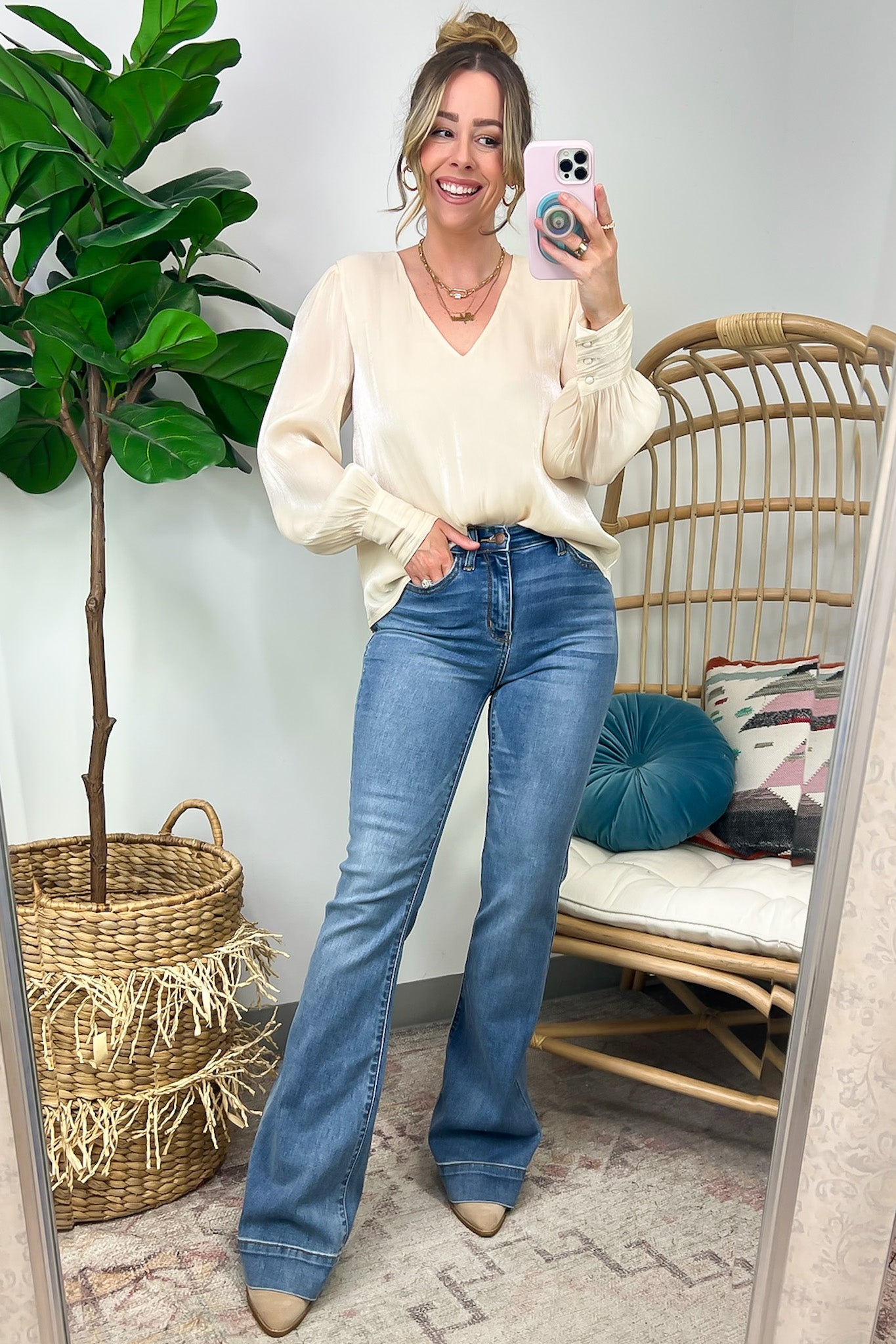 Perfectly Classy V-Neck Woven Top - FINAL SALE - Madison and Mallory