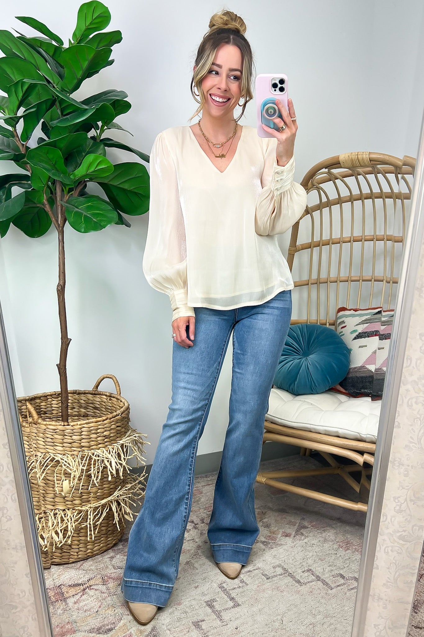 Perfectly Classy V-Neck Woven Top - FINAL SALE - Madison and Mallory