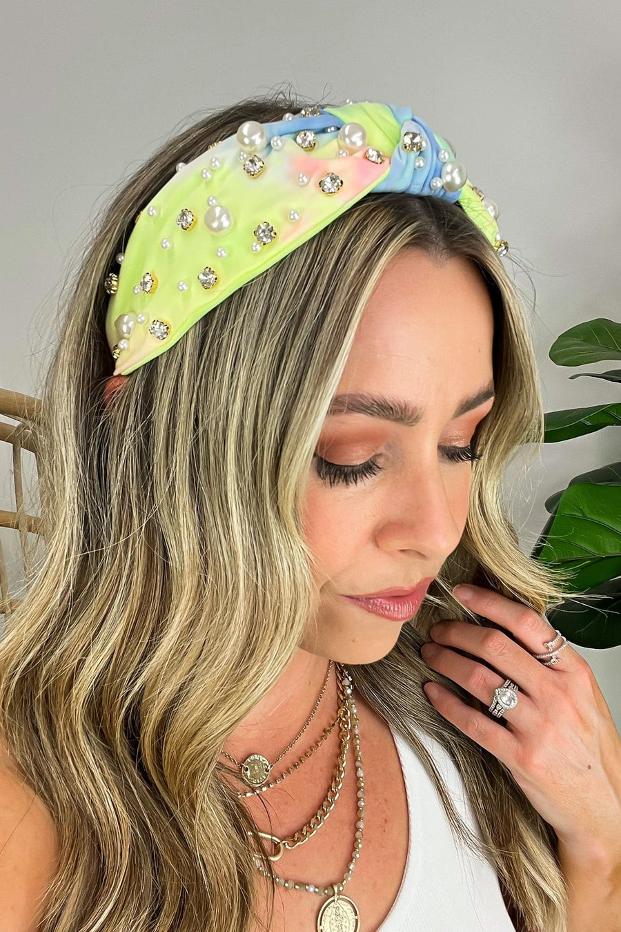 Multi Pile on the Sparkle Gem and Pearl Knot Headband - FINAL SALE - Madison and Mallory