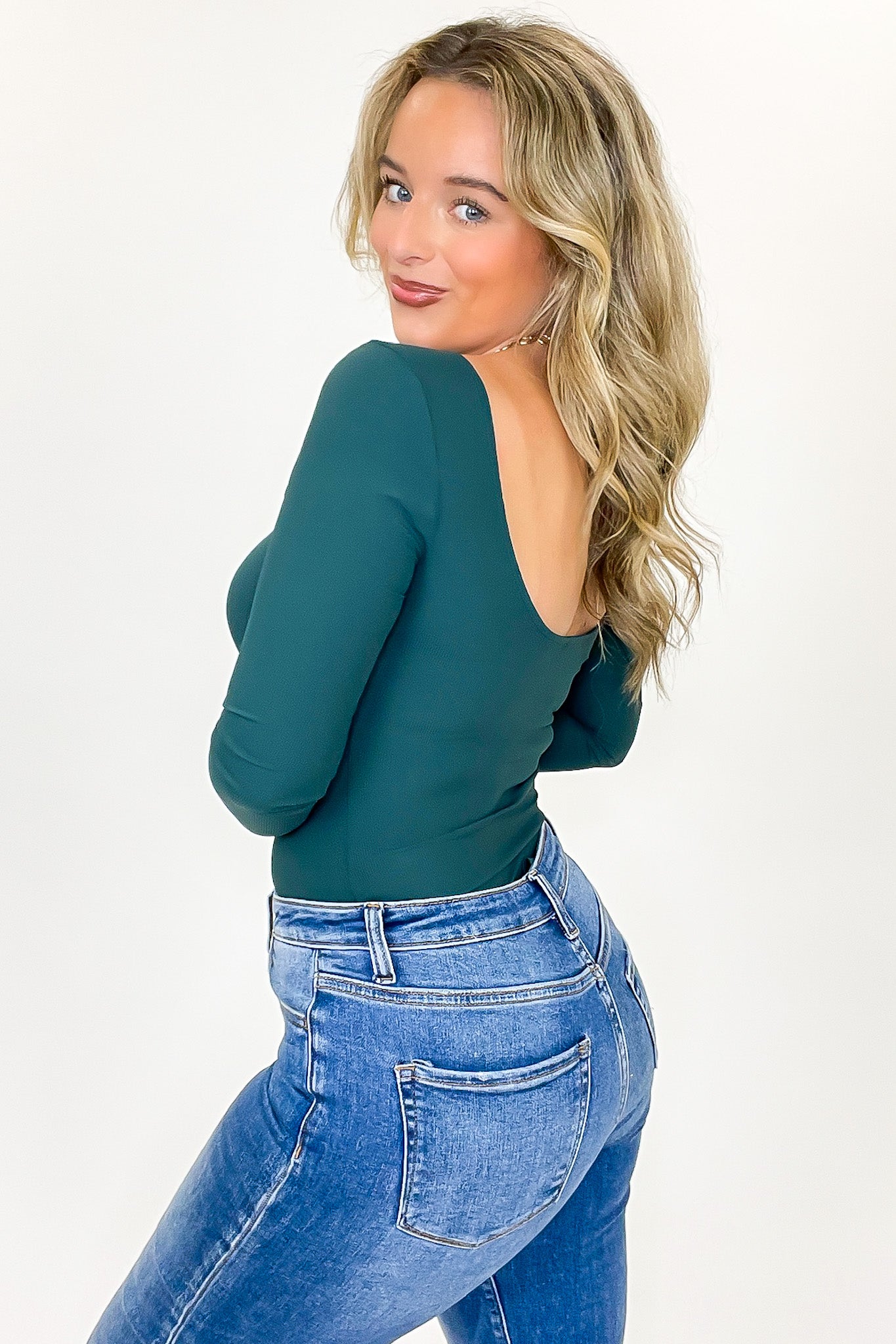 Poise Boat Neck Open Back Bodysuit