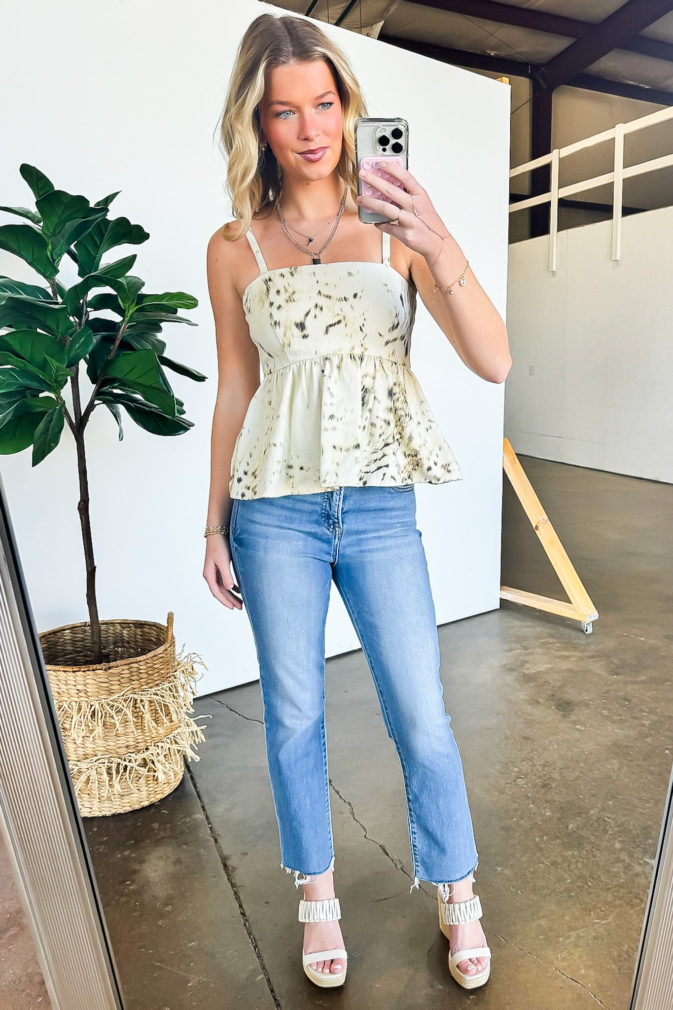 Posh Pulse Abstract Print Peplum Tank Top - FINAL SALE - Madison and Mallory