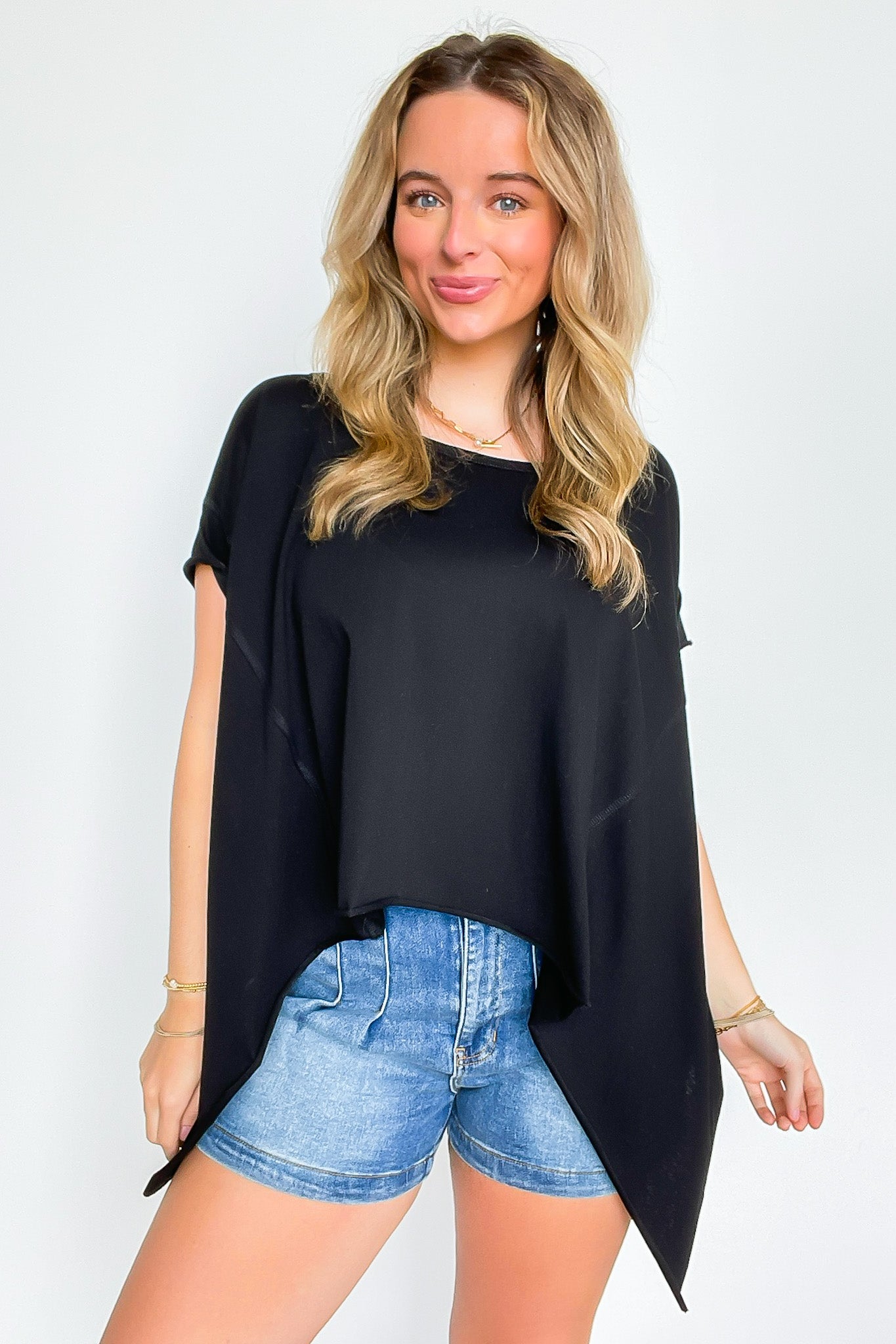 Black / S Remi Round Neck Relaxed Top - FINAL SALE - Madison and Mallory