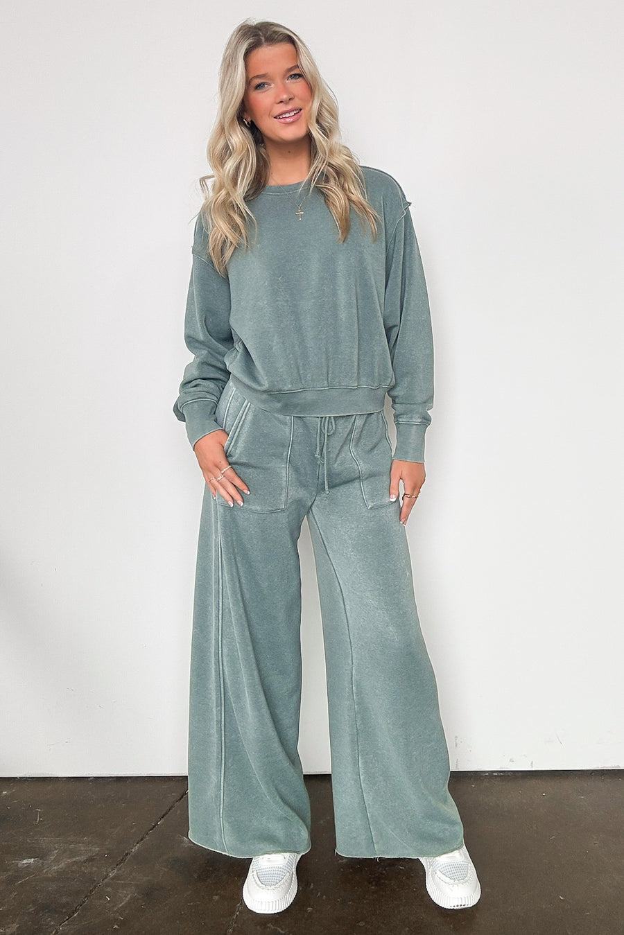 Gray Green / S Rest Day Exposed Seam Sweatshirt - Madison and Mallory