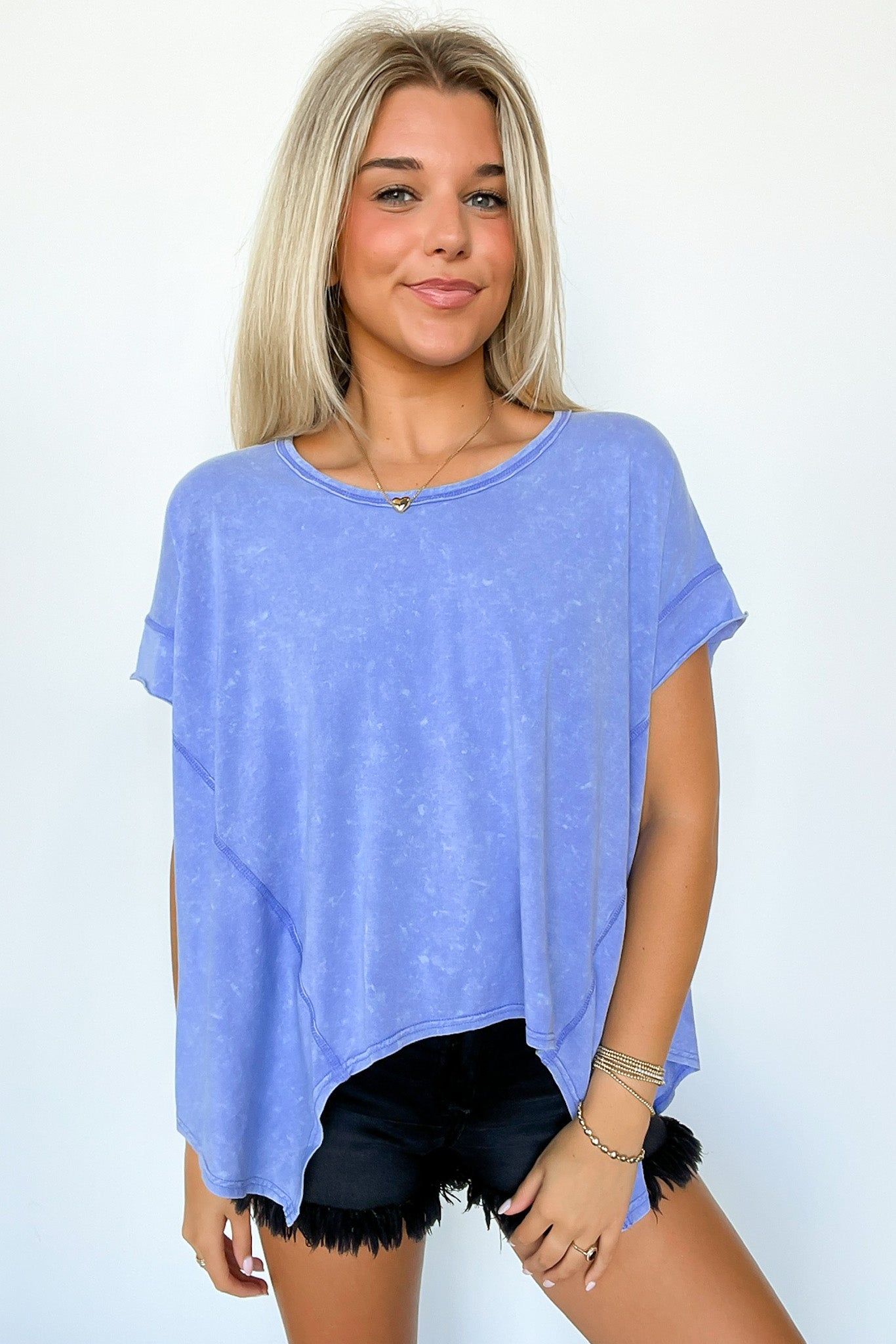  Roni Washed Relaxed Short Sleeve Top - Madison and Mallory