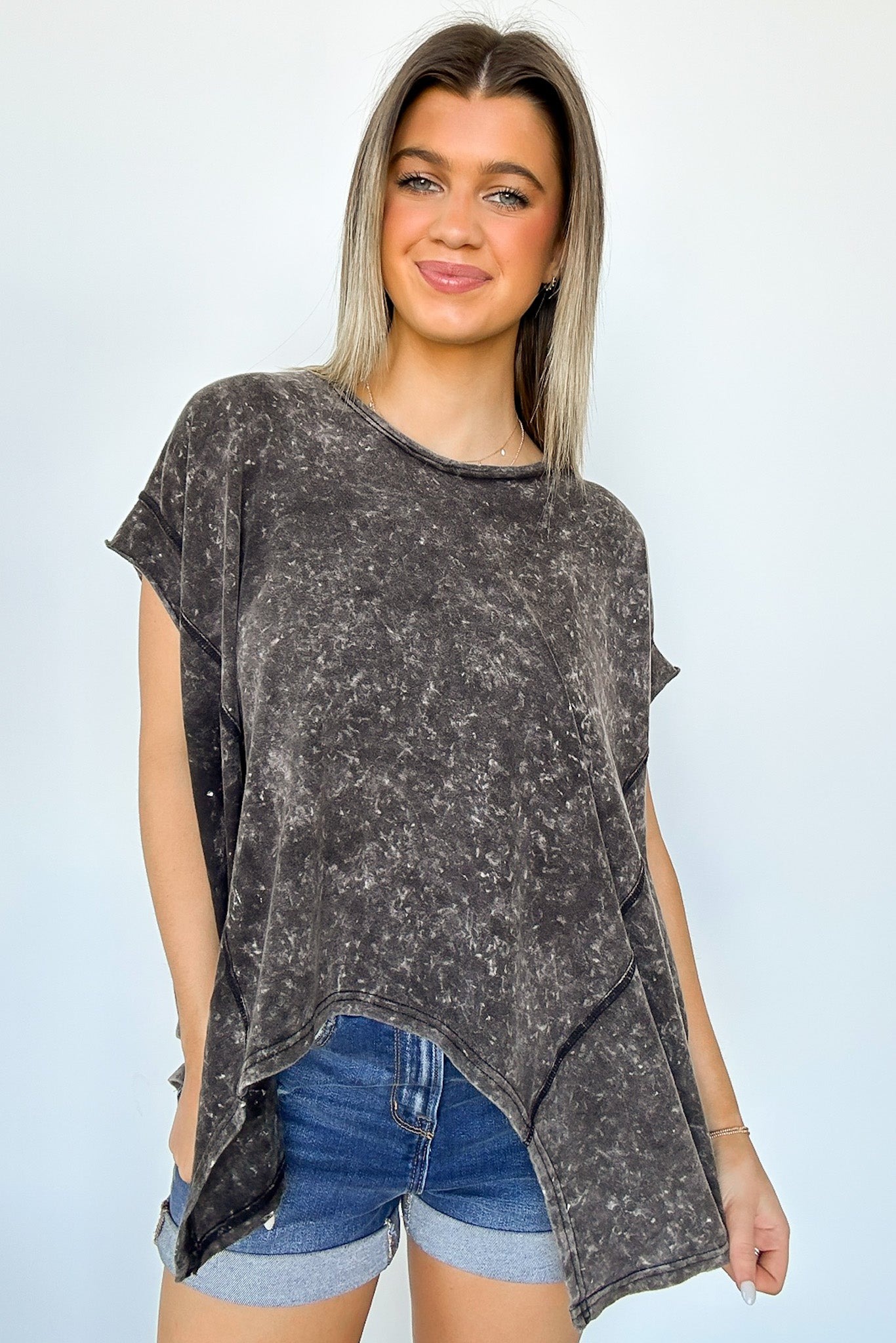  Roni Washed Relaxed Short Sleeve Top - Madison and Mallory