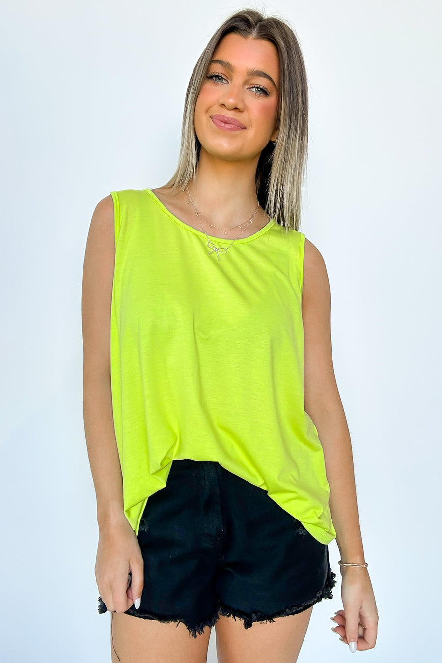 Vintage Lime / S Russo Flowy Tank Top - Madison and Mallory
