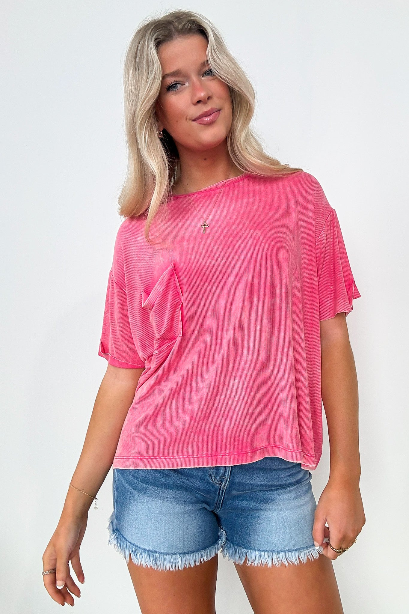  Rylee Mineral Wash Ribbed Relaxed Pocket Top - BACK IN STOCK - Madison and Mallory