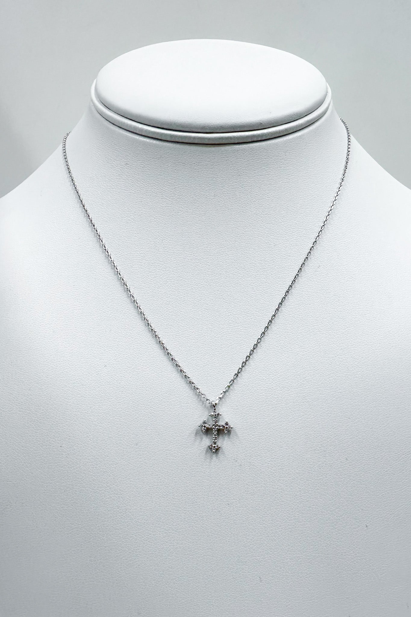 Silver Salena Crystal Cross Necklace - Madison and Mallory