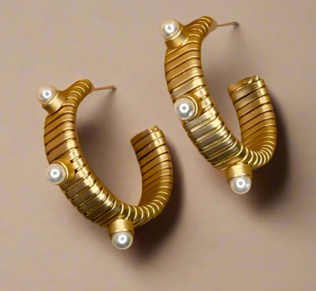 Enticing Always Pearl Accent Hoop Earrings - Madison and Mallory