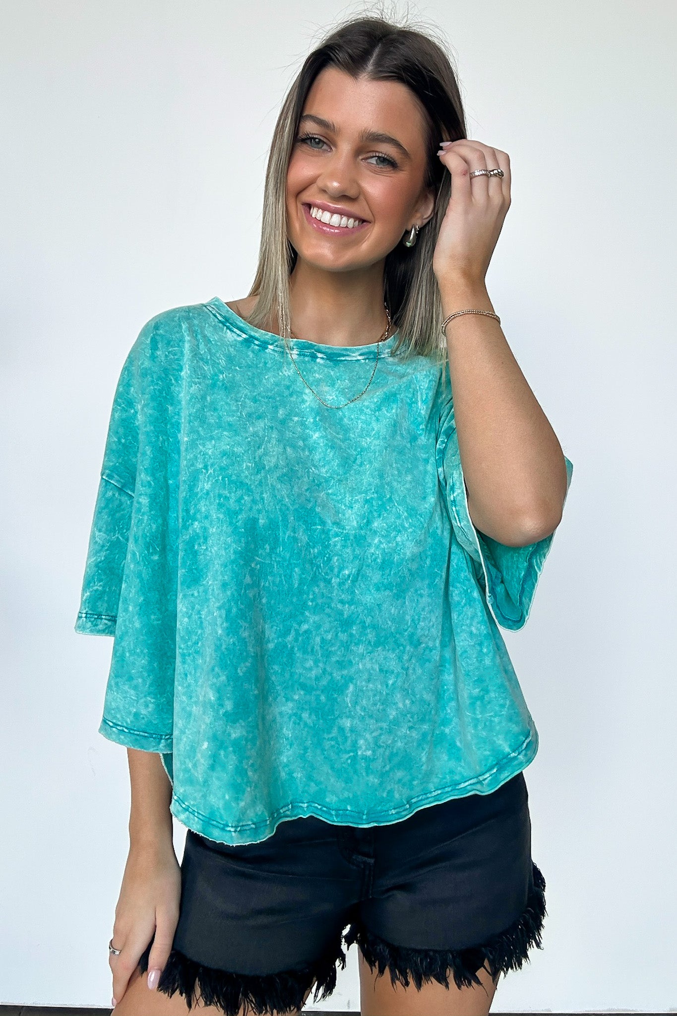 Light Teal / SM Senoia Mineral Washed Relaxed Fit Top - BACK IN STOCK - Madison and Mallory