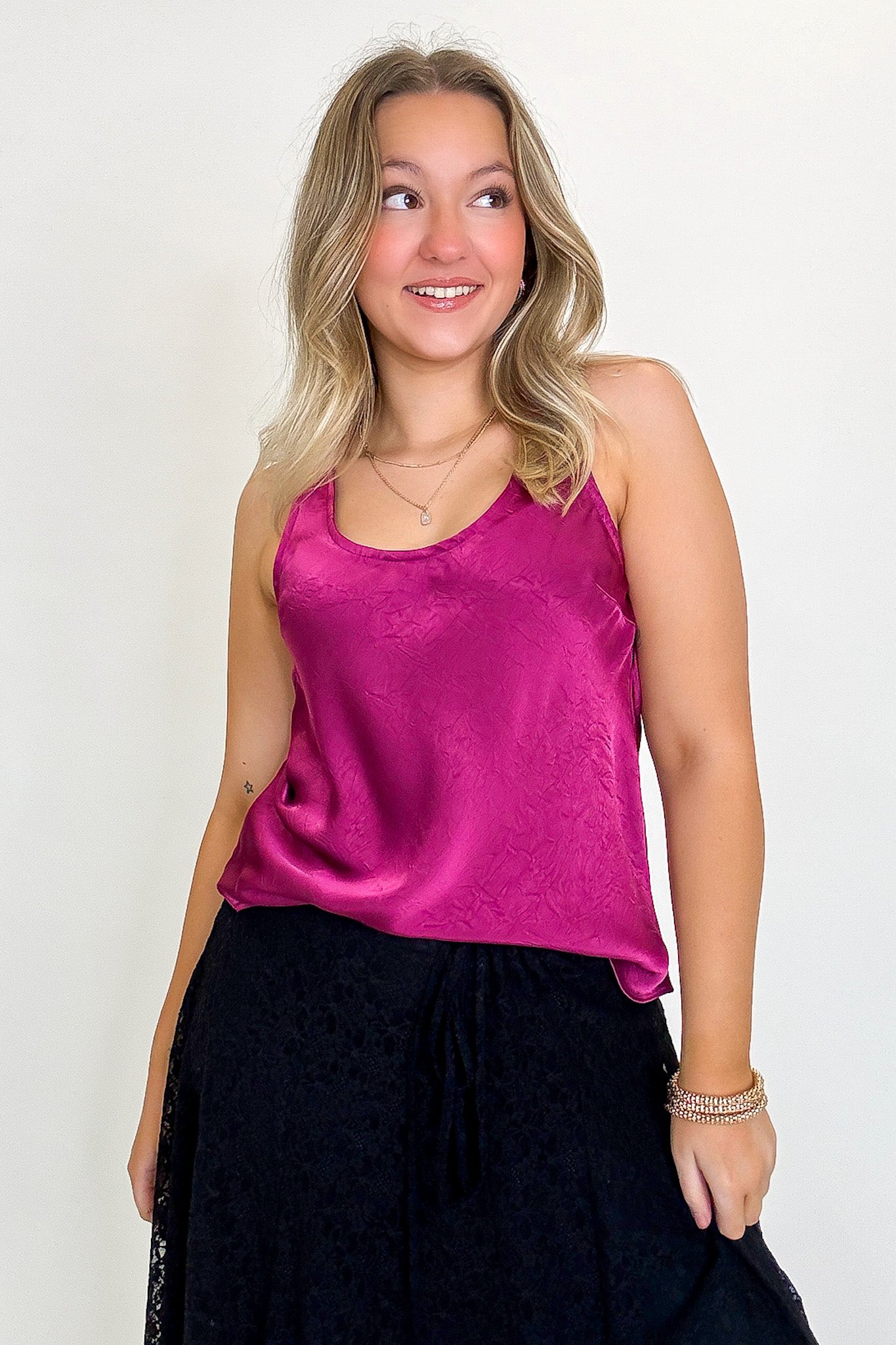 Silken Glow Satin Tank Top