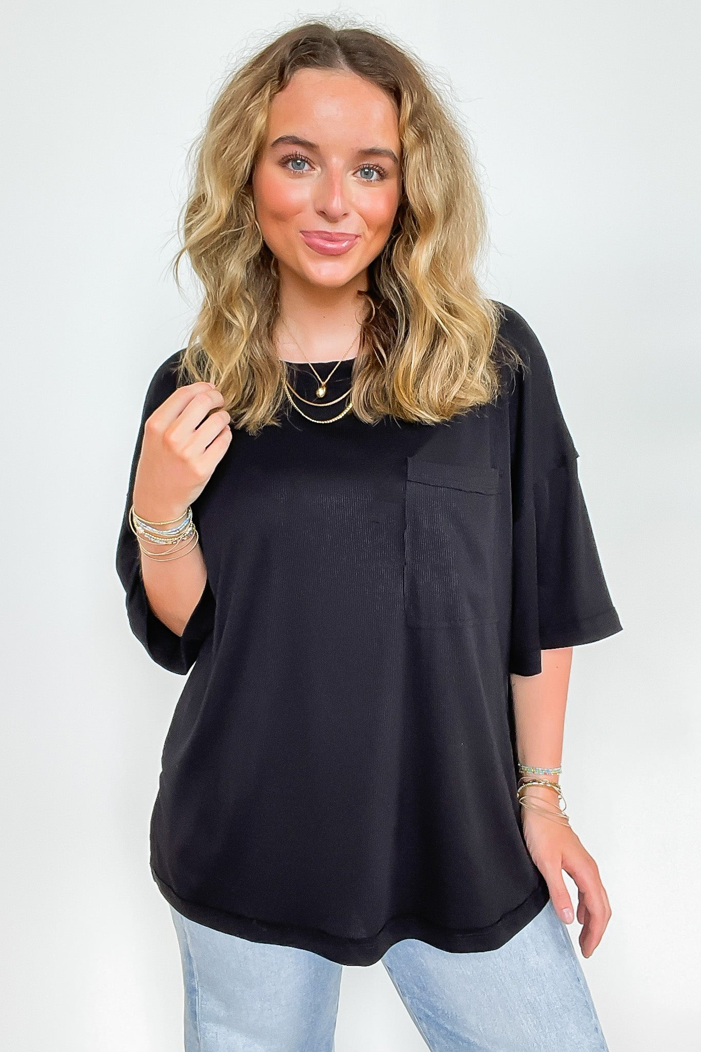 Black / SM Simonah Relaxed Fit Pocket Tee - FINAL SALE - Madison and Mallory