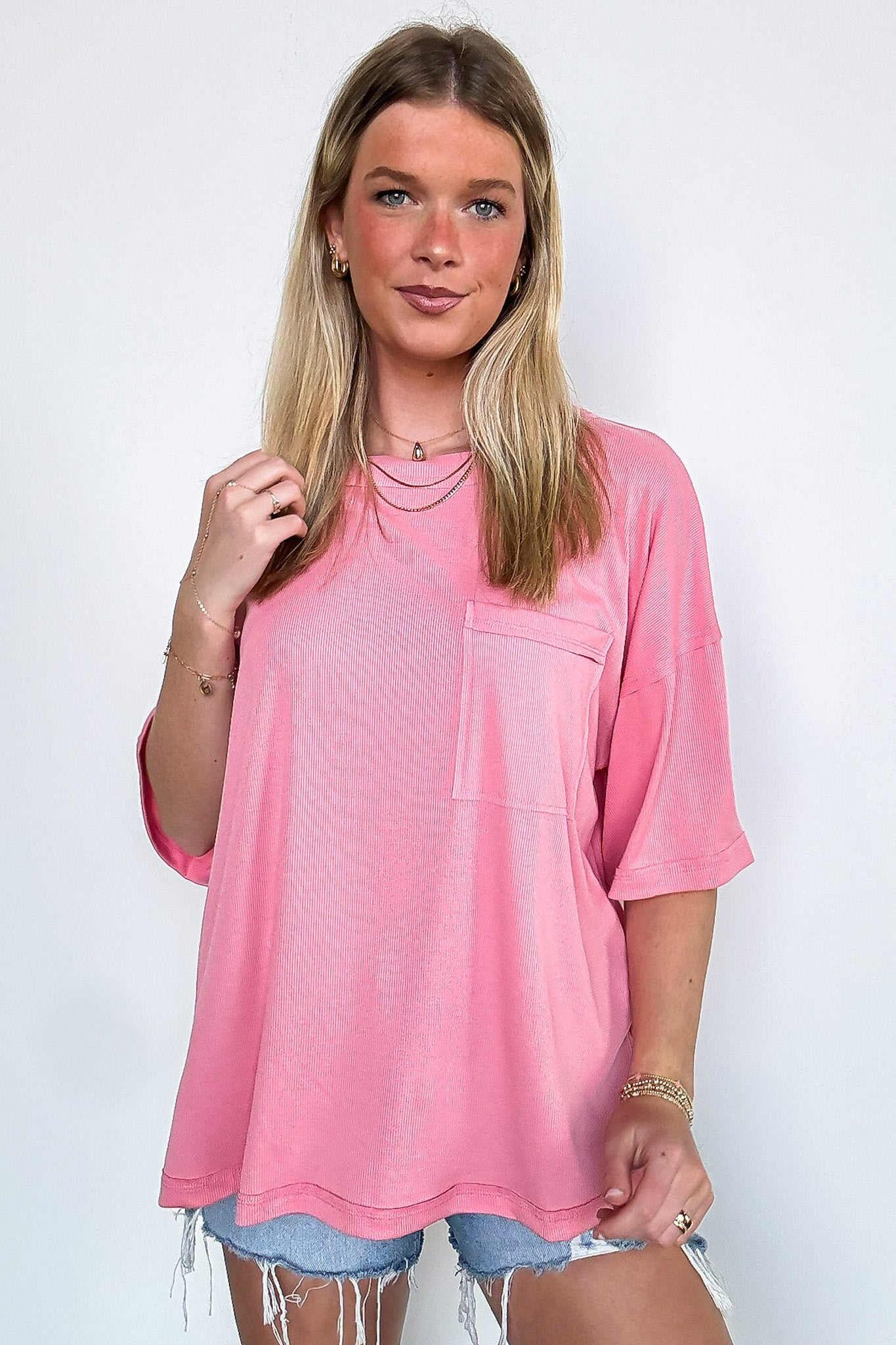 Coral / SM Simonah Relaxed Fit Pocket Tee - FINAL SALE - Madison and Mallory
