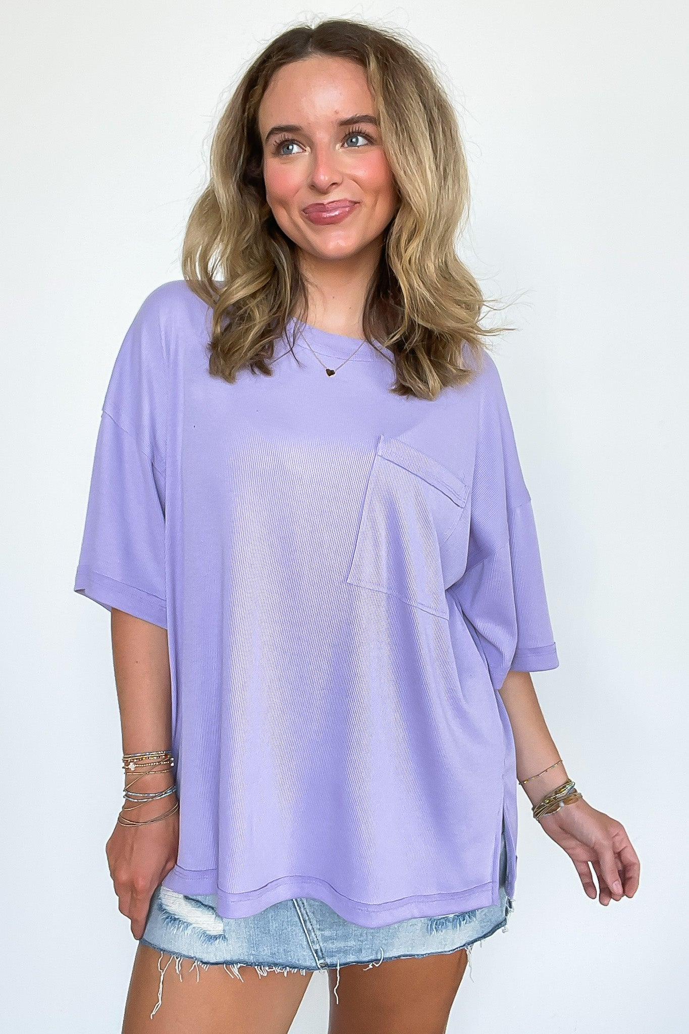 Lilac / SM Simonah Relaxed Fit Pocket Tee - FINAL SALE - Madison and Mallory