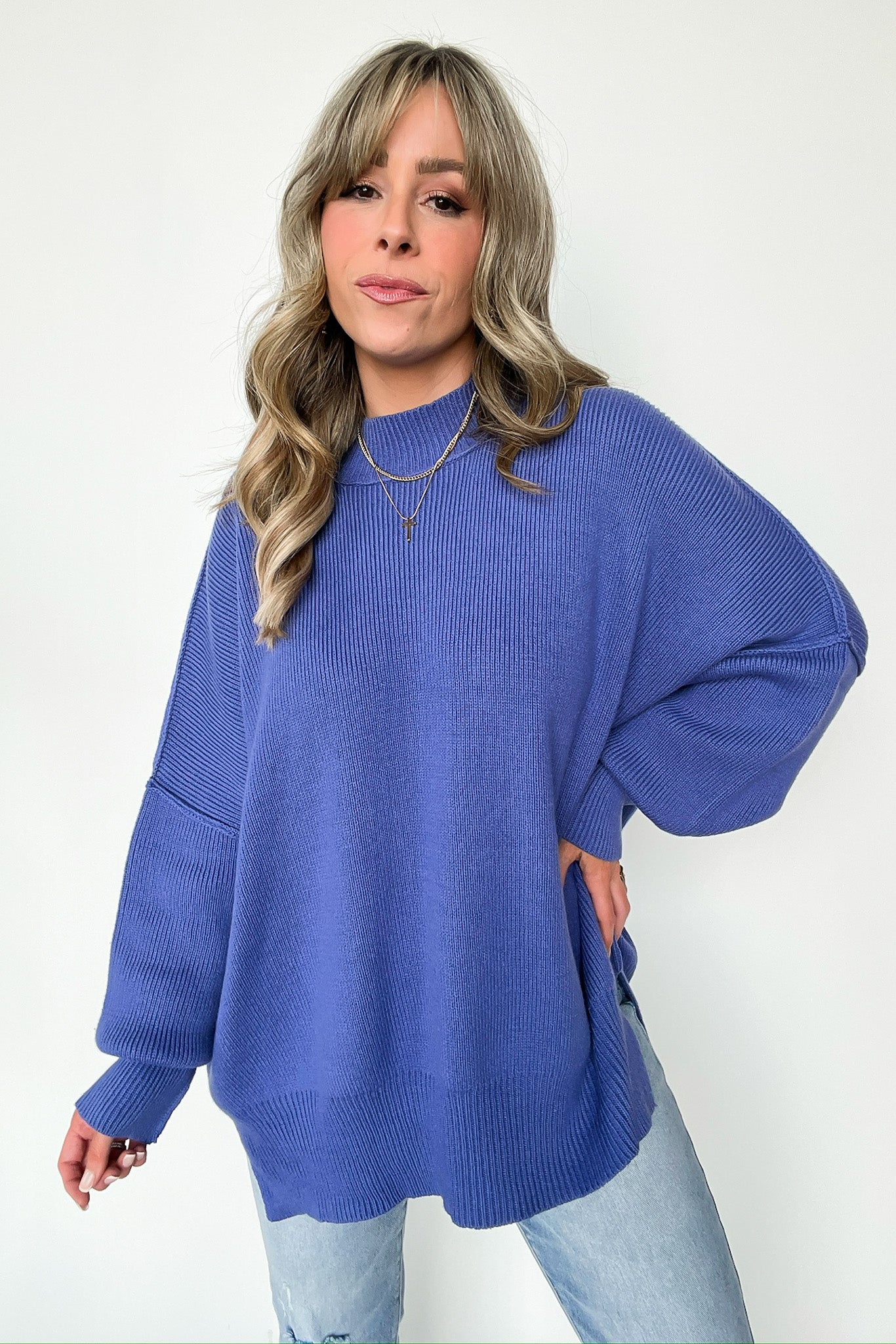 Simple Street Side Slit Oversized Sweater - BACK IN STOCK - Madison and Mallory