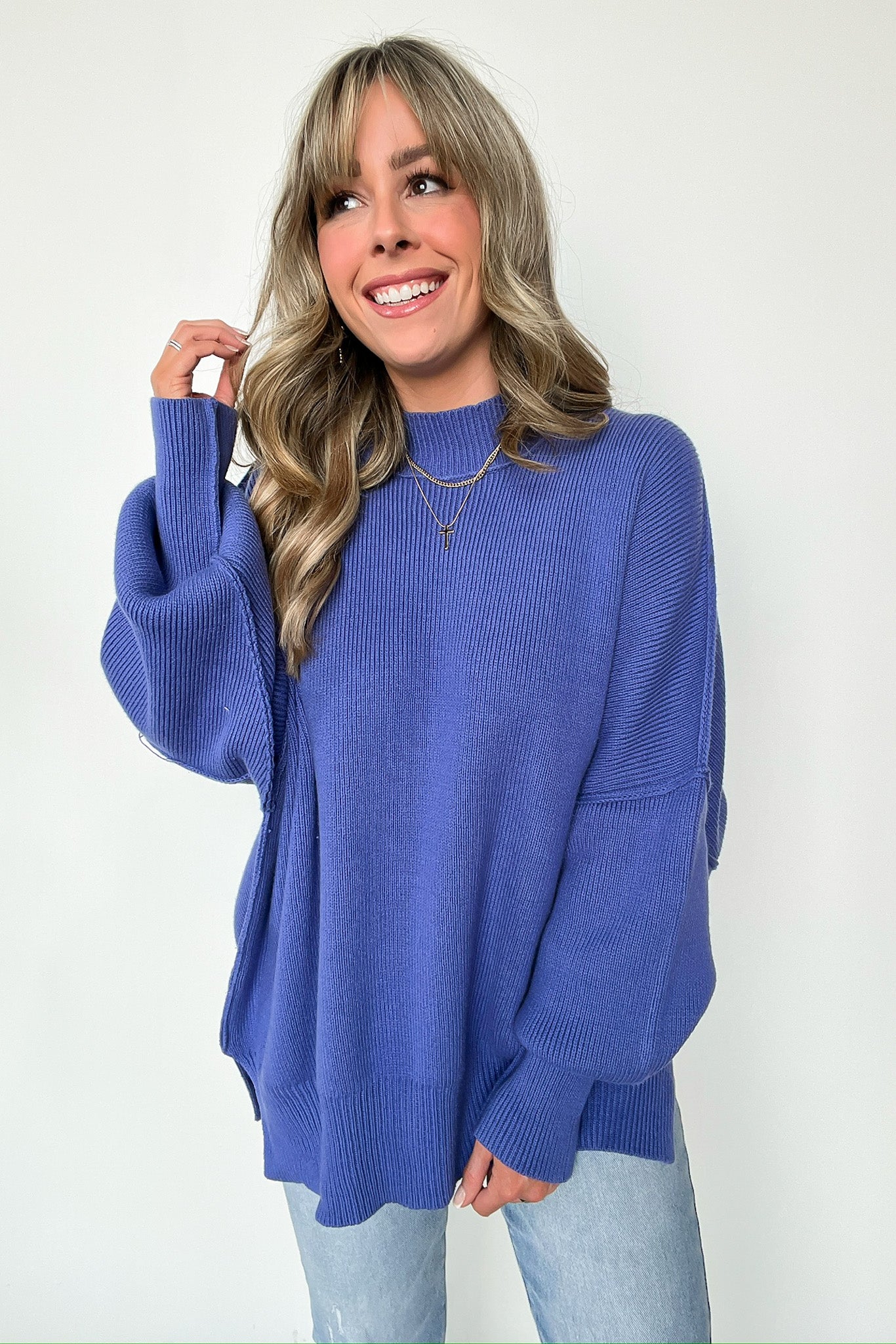 Simple Street Side Slit Oversized Sweater - BACK IN STOCK - Madison and Mallory