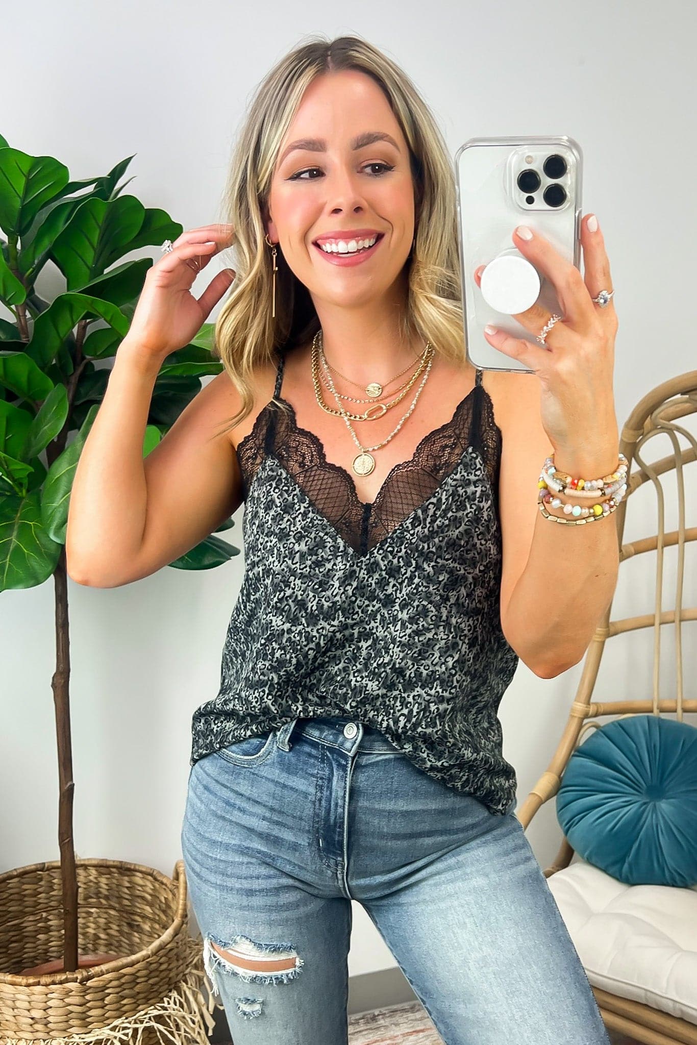 Sirevna Animal Print Lace Tank Top - FINAL SALE - Madison and Mallory