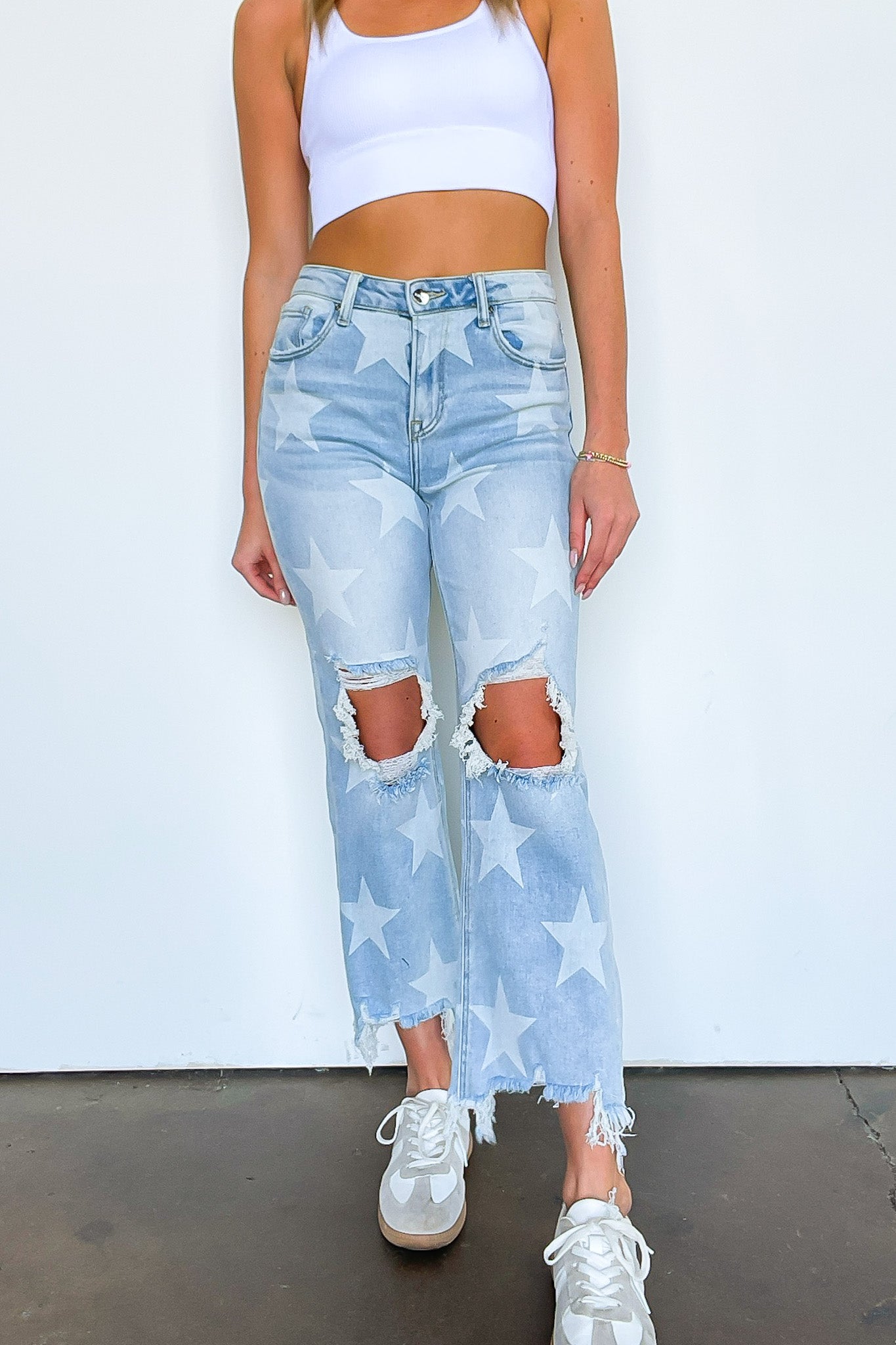 Sky Full of Stars Straight Crop Distressed Jeans - FINAL SALE - Madison and Mallory