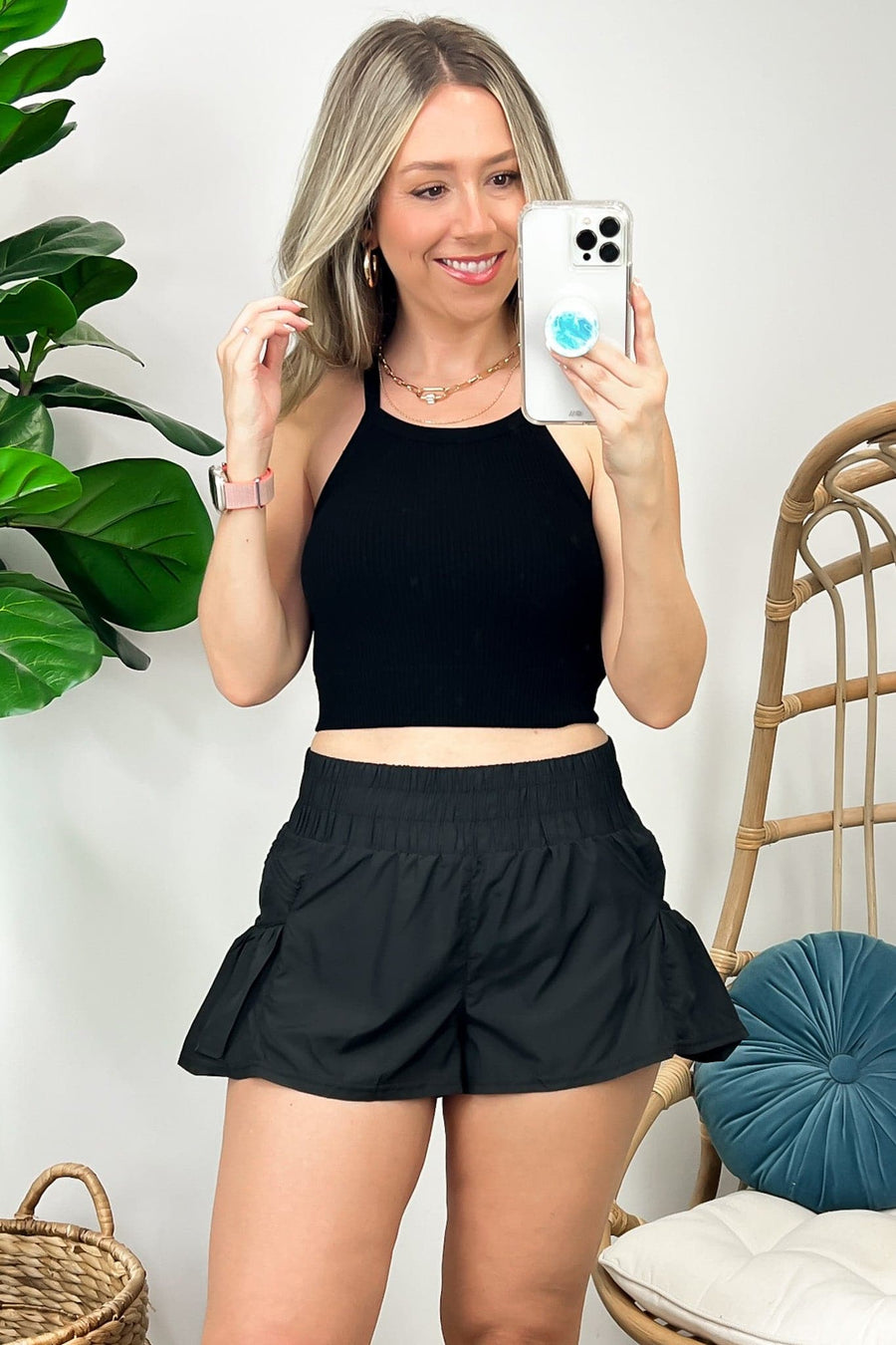 Black / S So Flirty Smocked Active Shorts - FINAL SALE - Madison and Mallory