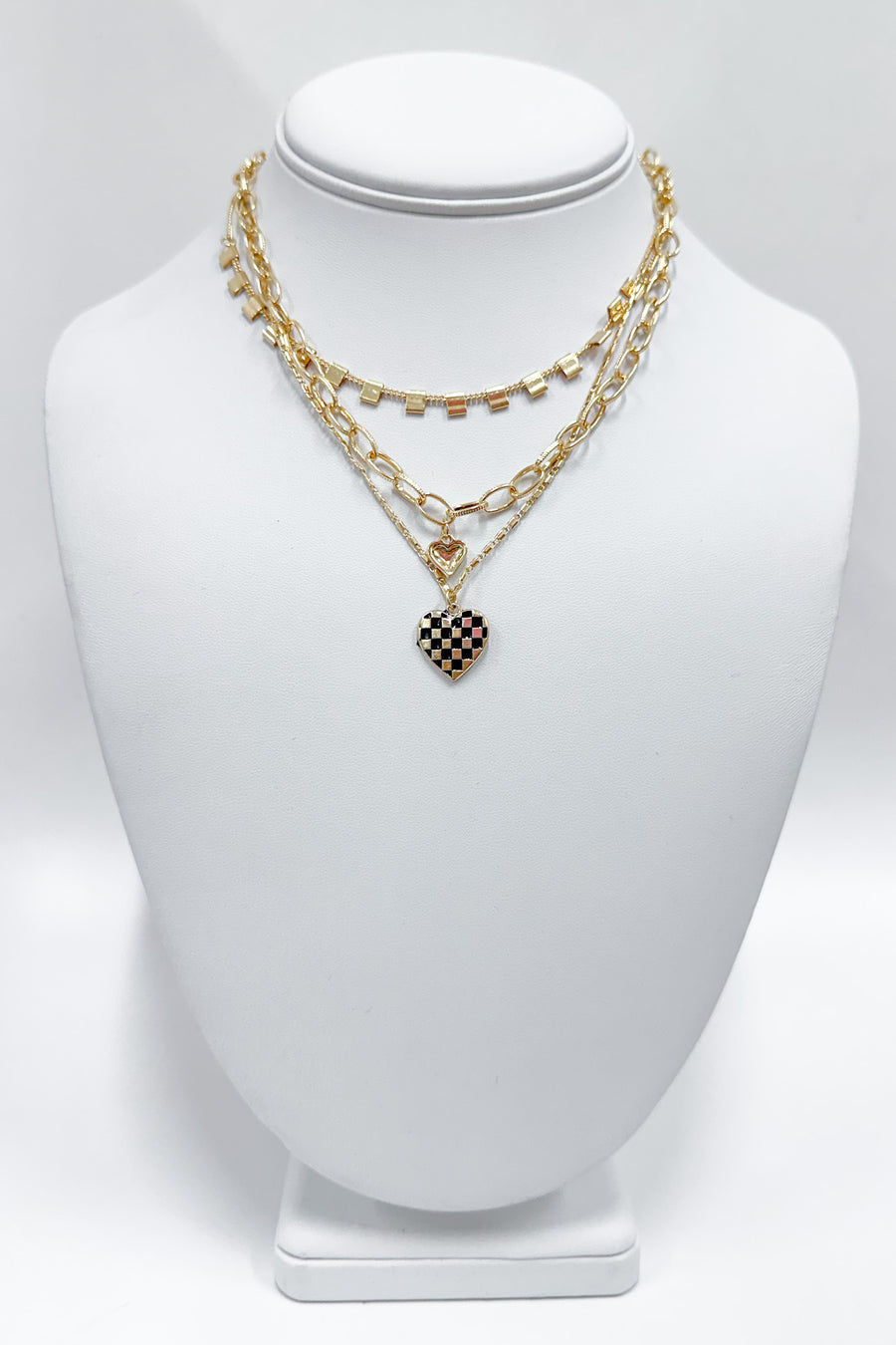 Soiree of Love Triple Layer Heart Charm Layered Necklace - Madison and Mallory