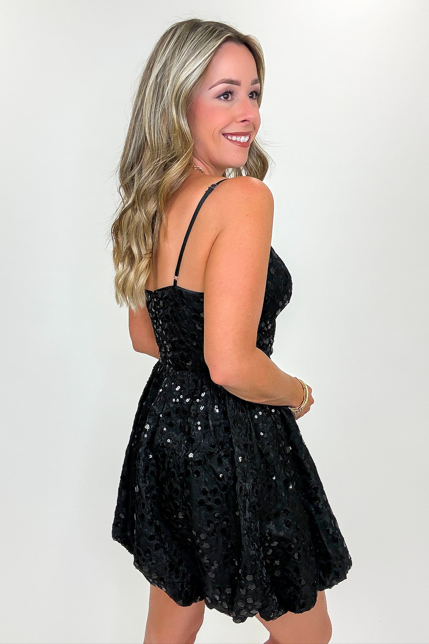 Starlit Garden Sequin Floral Embroidered Dress