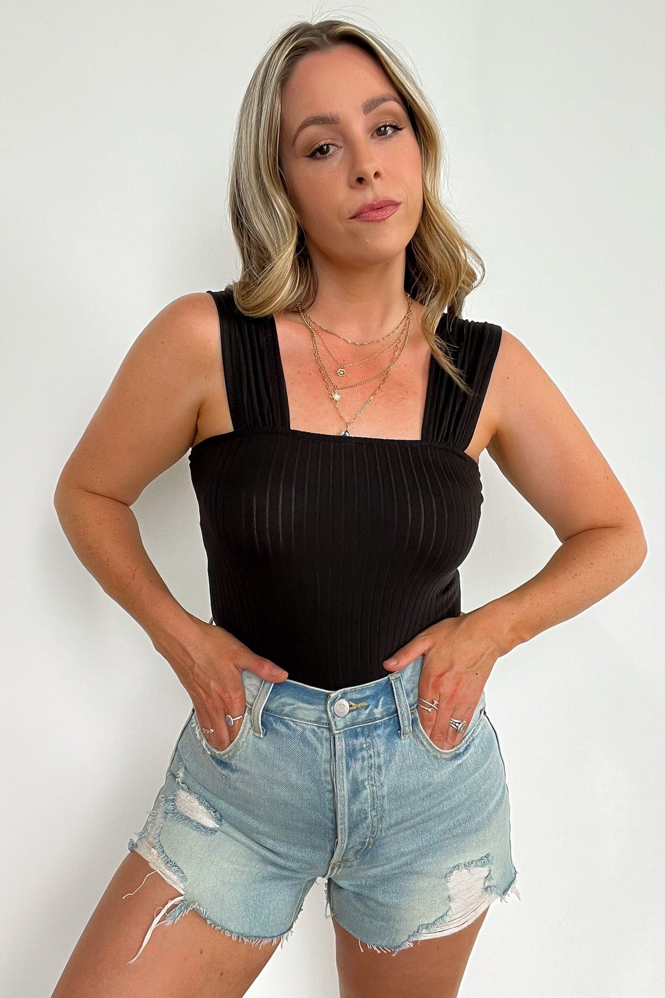 Black / S Stellar Weekend Ribbed Bodysuit - FINAL SALE - Madison and Mallory
