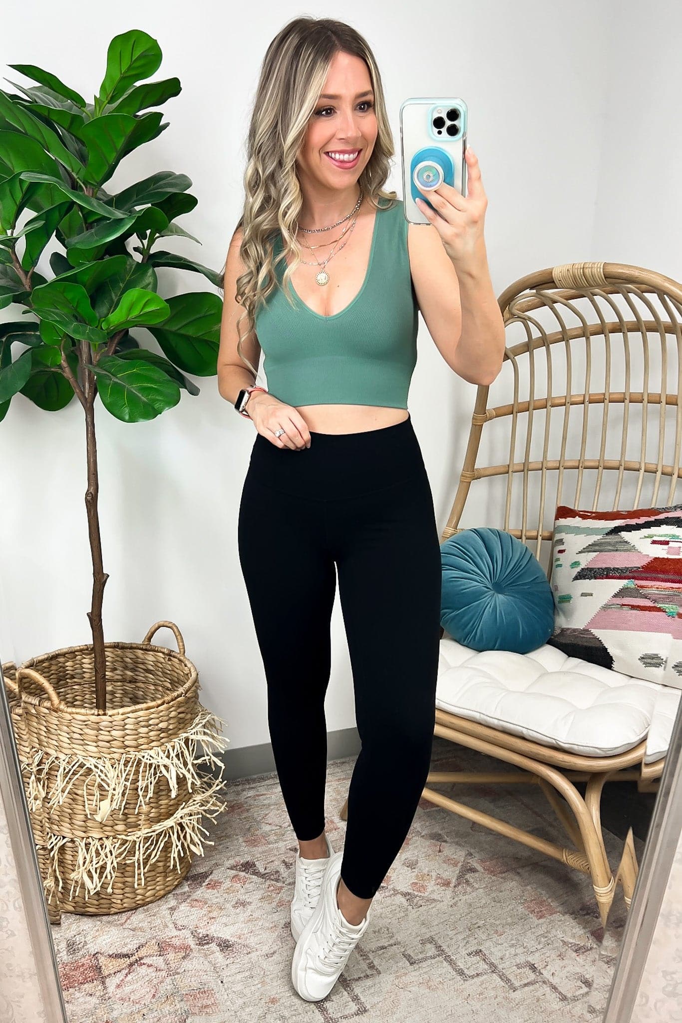 Take the Plunge Seamless Ribbed V-Neck Cropped Tank Top - Madison and Mallory