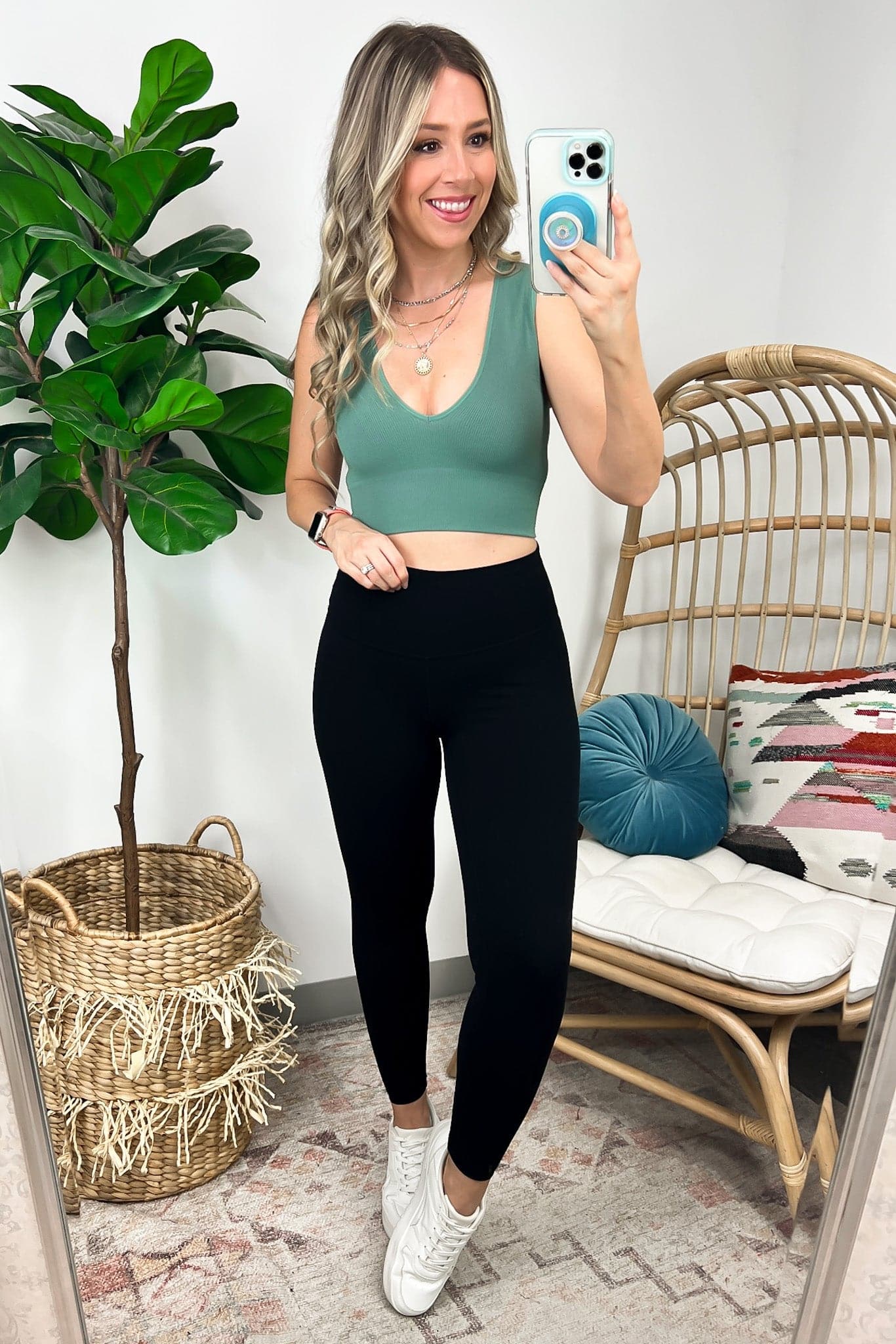  Take the Plunge Seamless Ribbed V-Neck Cropped Tank Top - Madison and Mallory