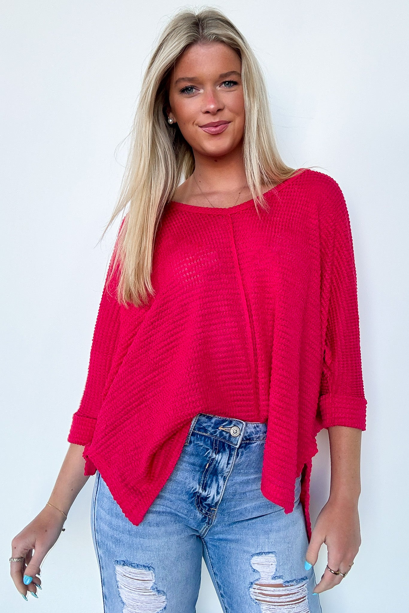  Tetrah V-Neck Waffle Knit Top - BACK IN STOCK - Madison and Mallory