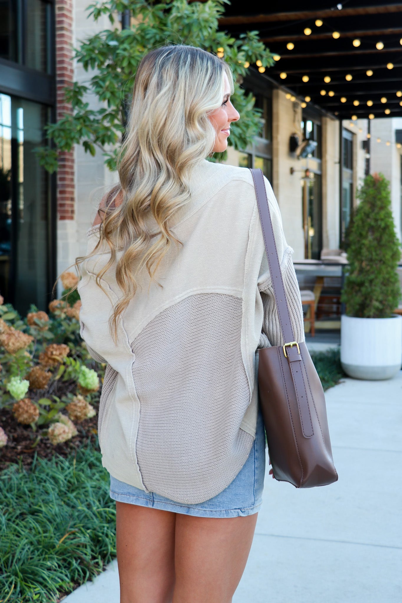 Texture & Tone Knit Contrast Cardigan