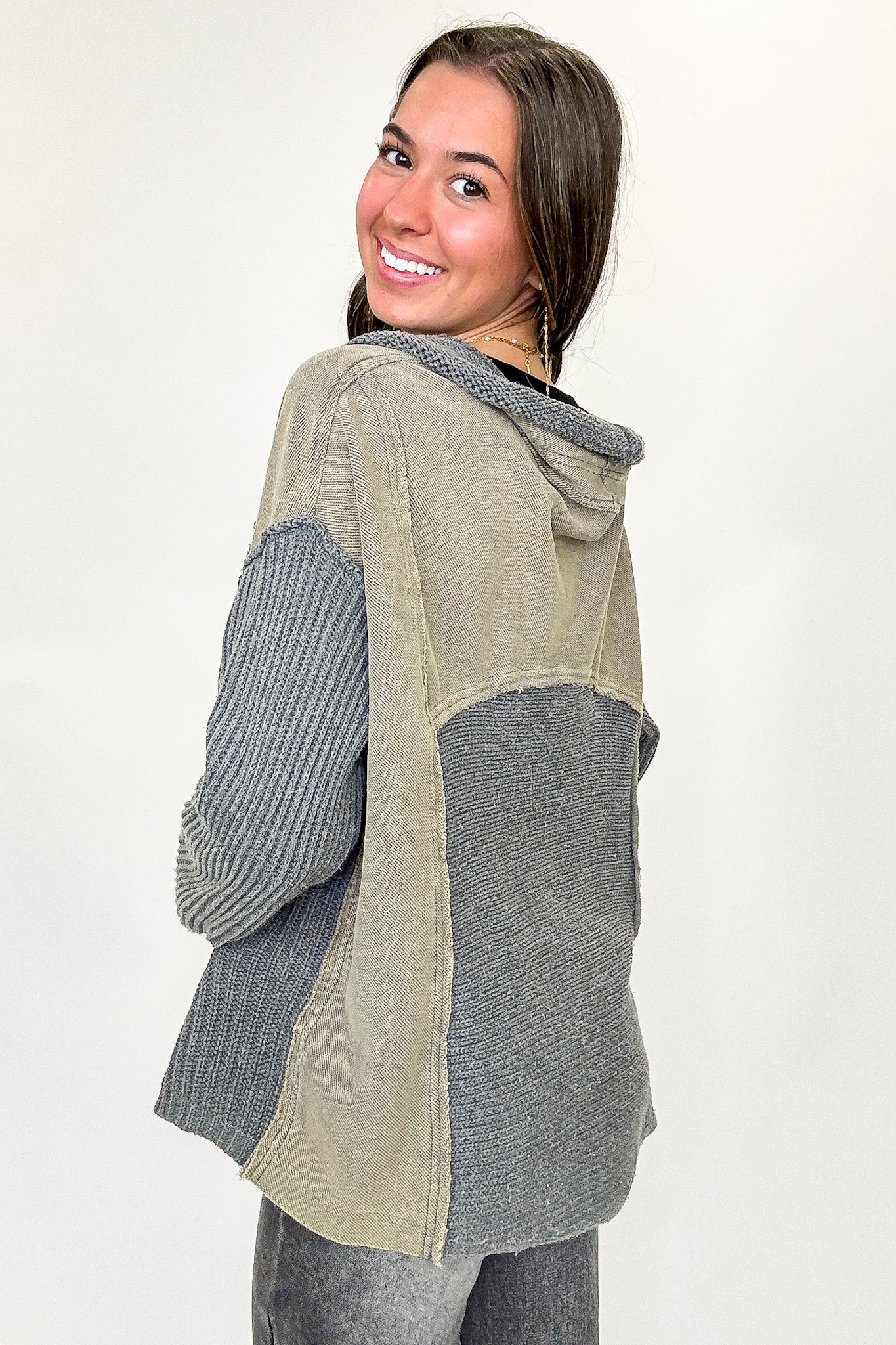 Texture & Tone Knit Contrast Cardigan