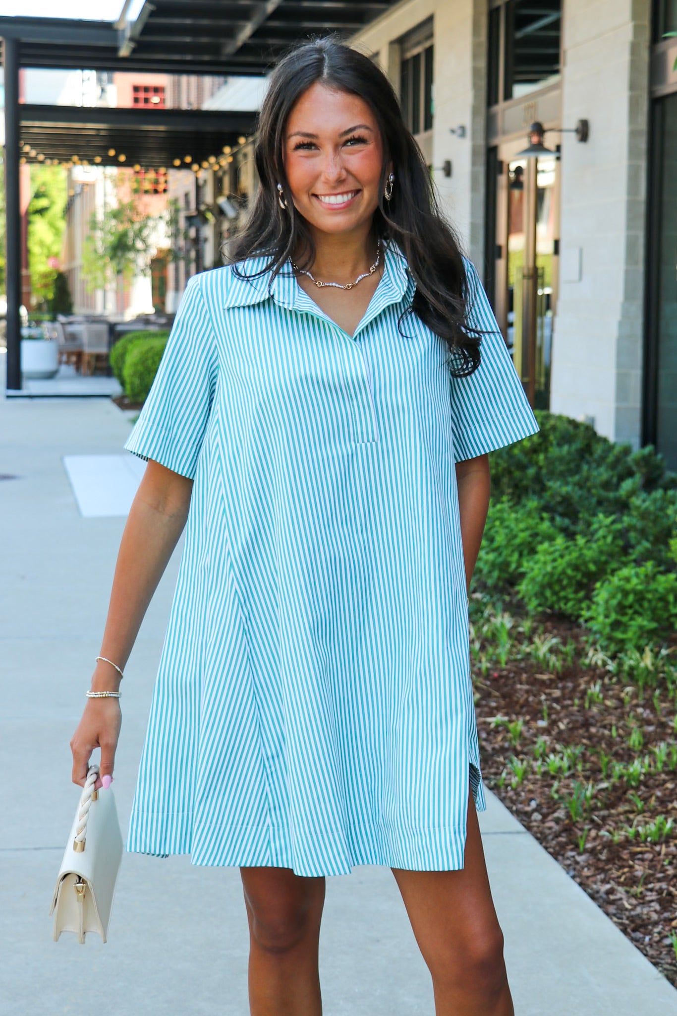 The Mainline Striped A-Line Swing Dress