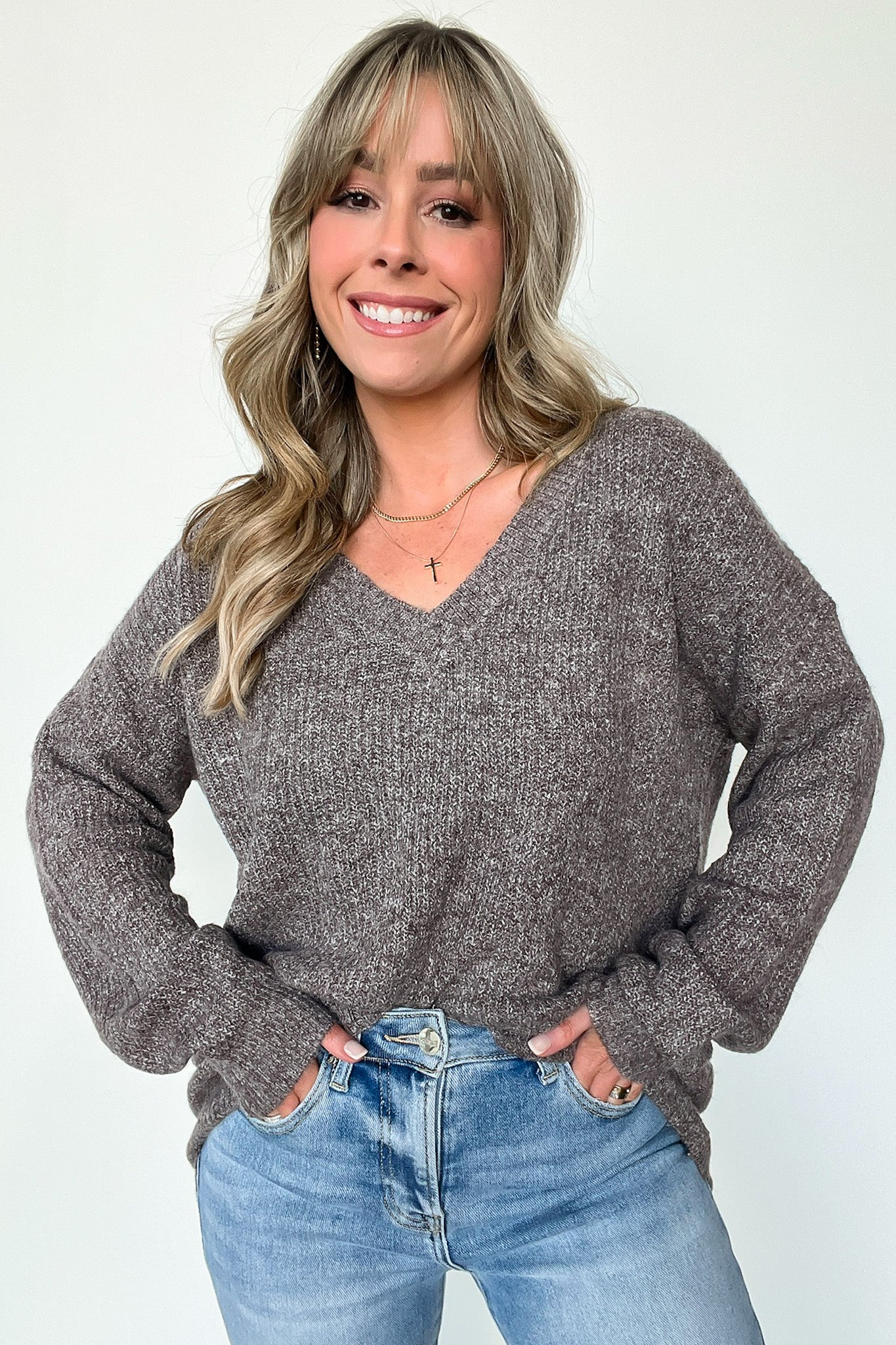  Tiannah V-Neck Ribbed Soft Knit Sweater - FINAL SALE - Madison and Mallory