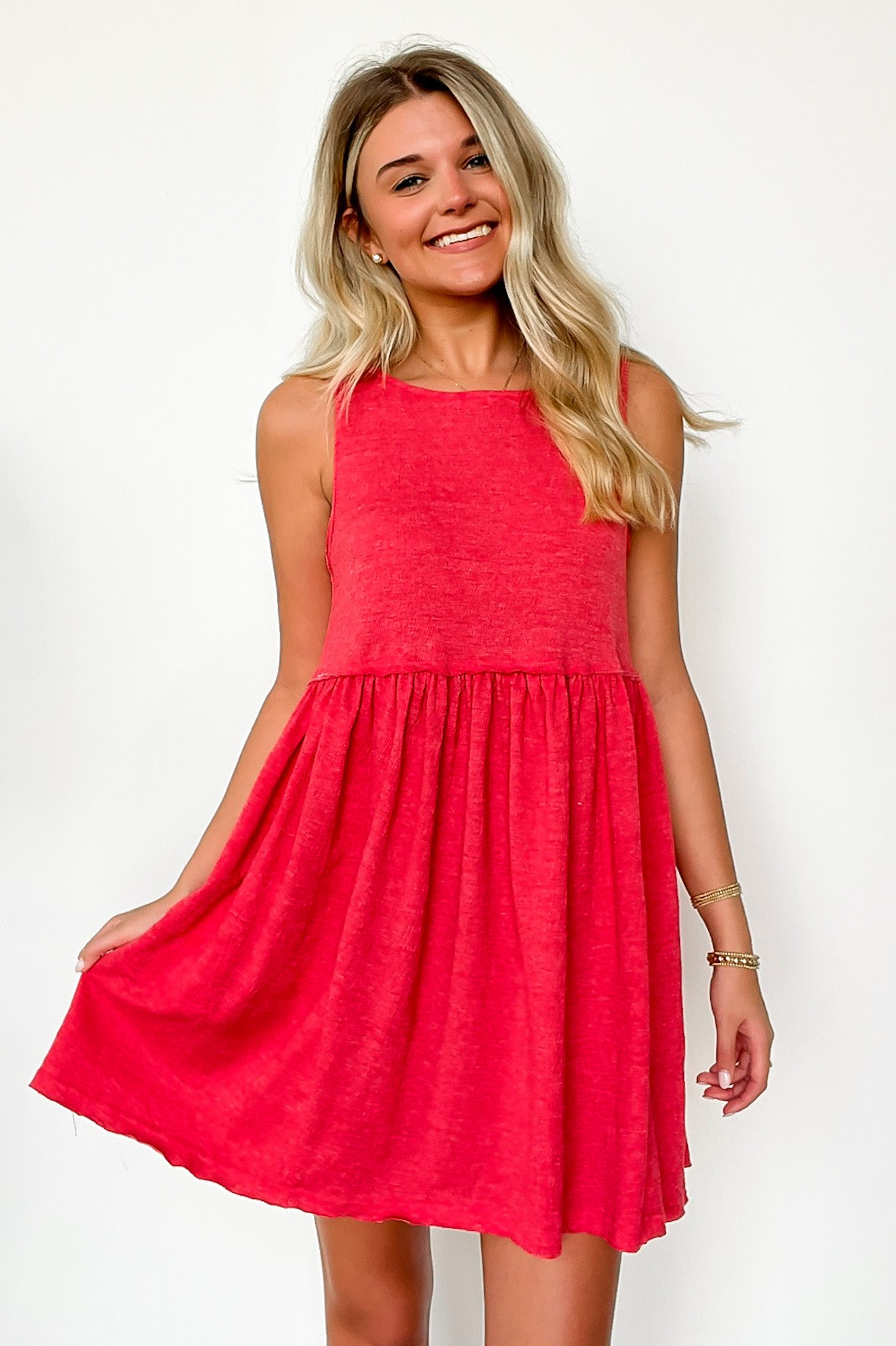 Red / S Torie Flowy Babydoll Dress - Madison and Mallory