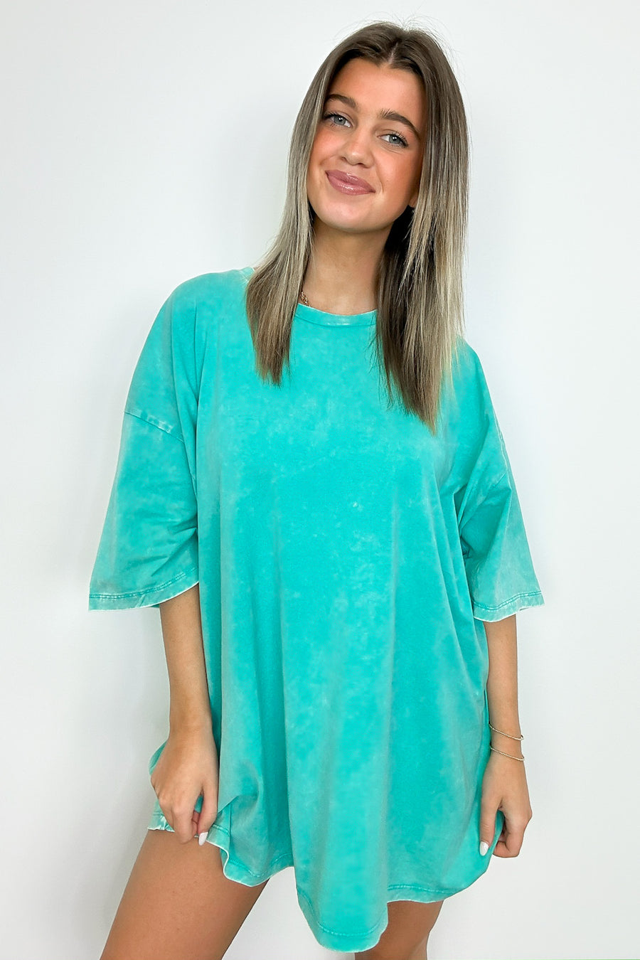 Turquoise / SM Weekend Awaits Mineral Wash Oversized Top - BACK IN STOCK - Madison and Mallory