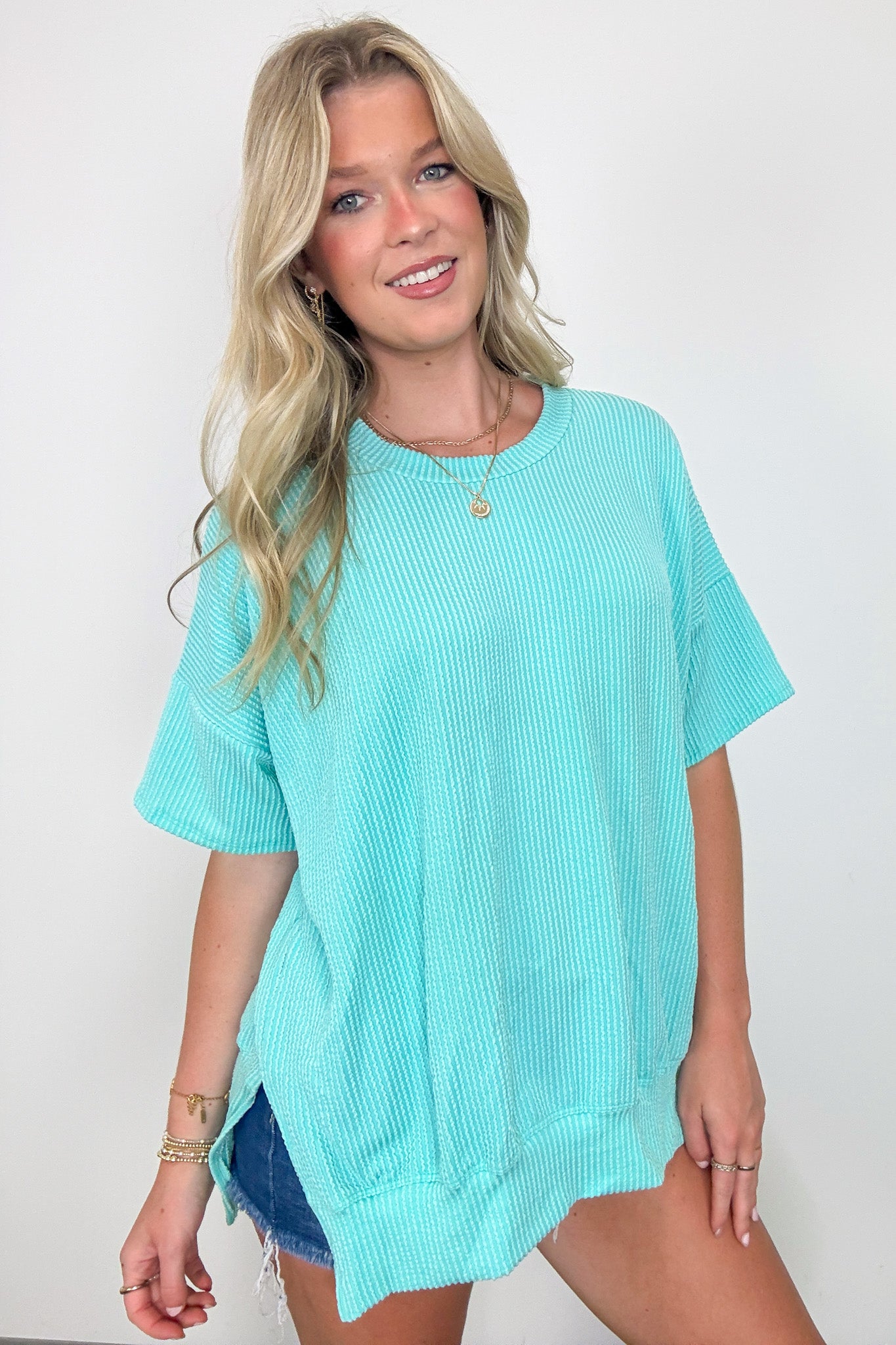Weekend Wanderlust Rib Knit Side Slit Top - BACK IN STOCK - Madison and Mallory