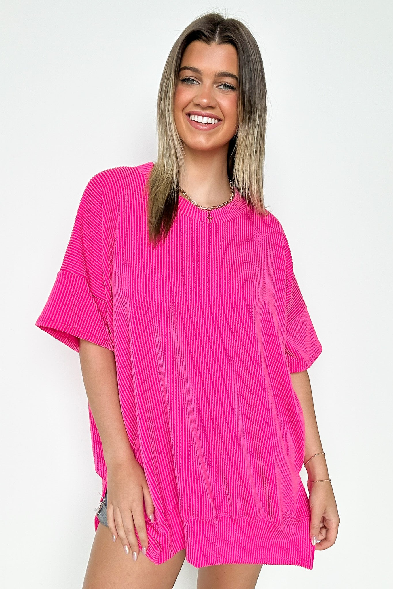 Weekend Wanderlust Rib Knit Side Slit Top - BACK IN STOCK - Madison and Mallory