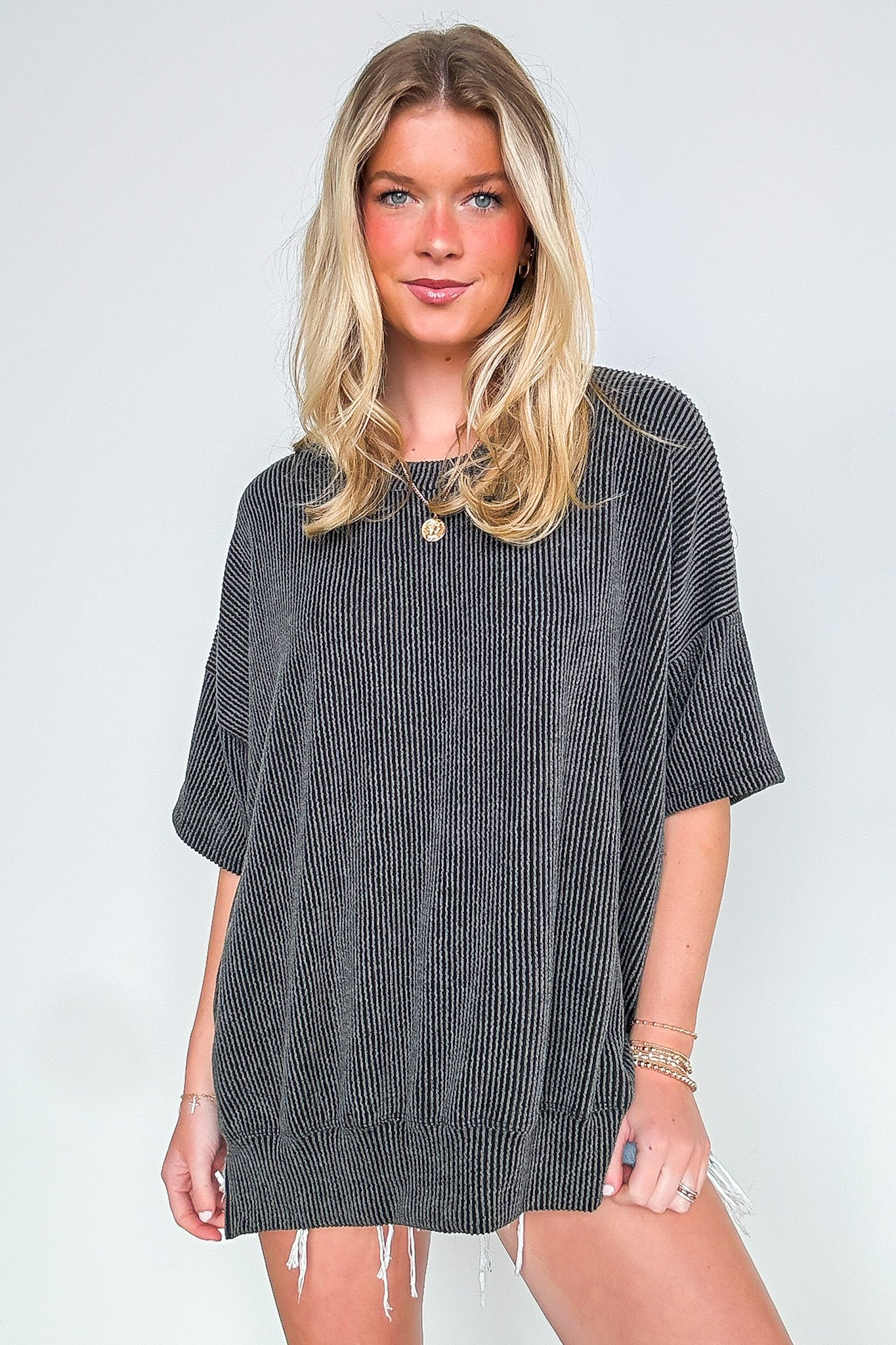 Weekend Wanderlust Rib Knit Side Slit Top - BACK IN STOCK - Madison and Mallory